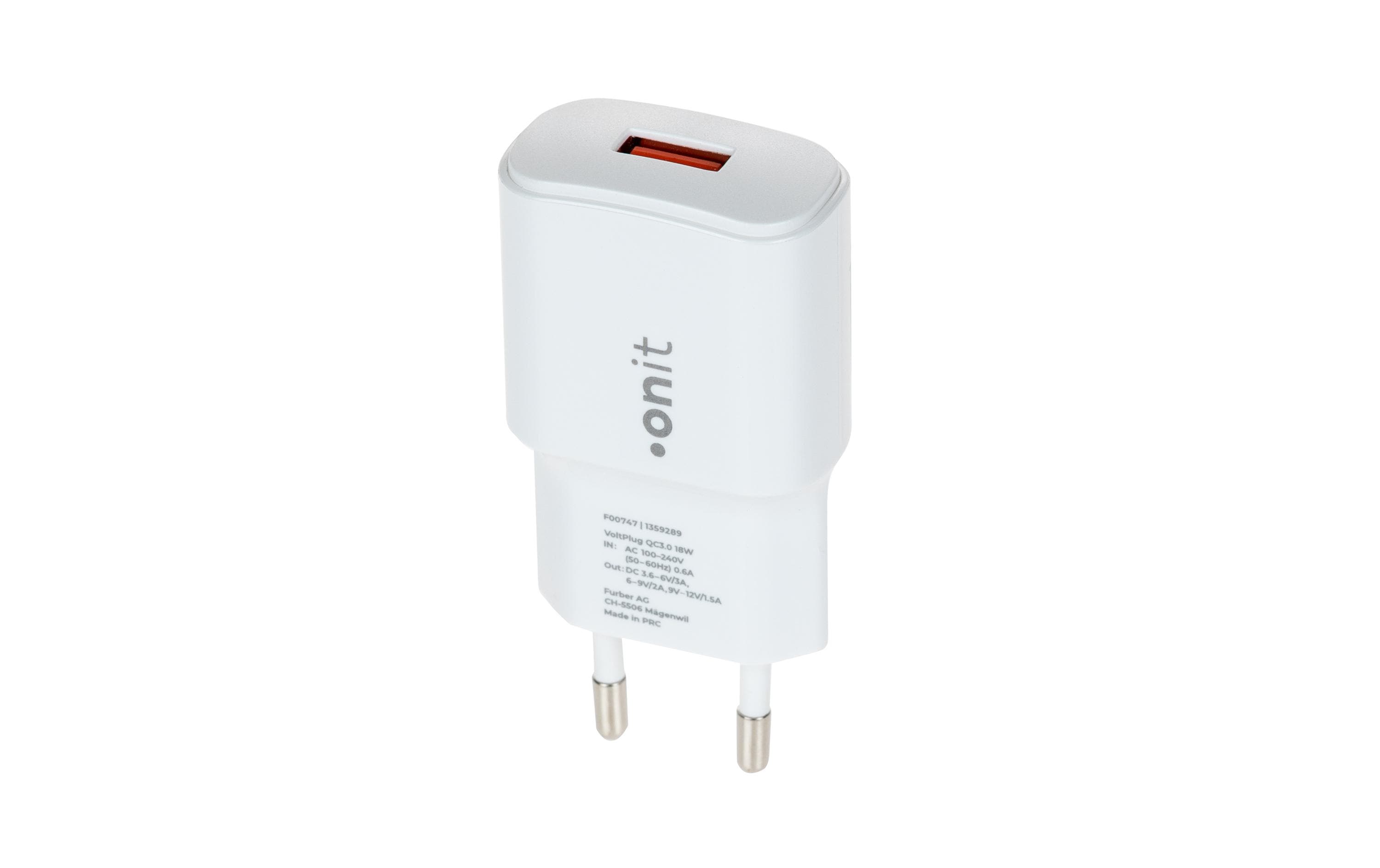 onit Wallcharger USB-A QC3.0 18W weiss