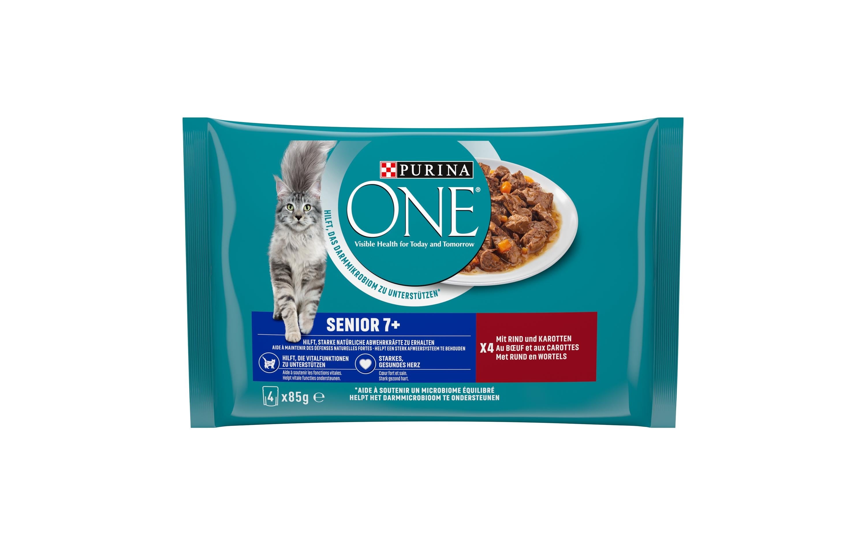 Purina One Nassfutter Senior Rind 4x85g