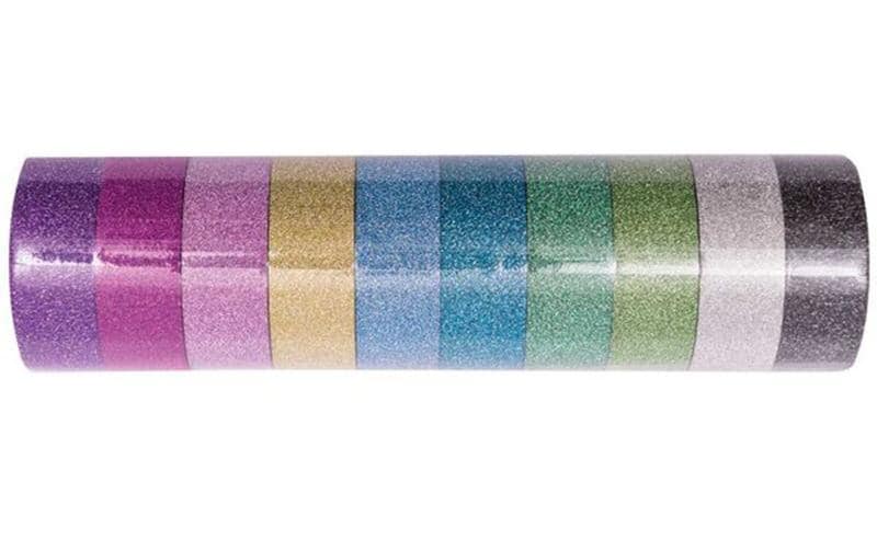 Rico Design Washi Tape  Glitter bunt 1.5cm x 5m, 10 Stück