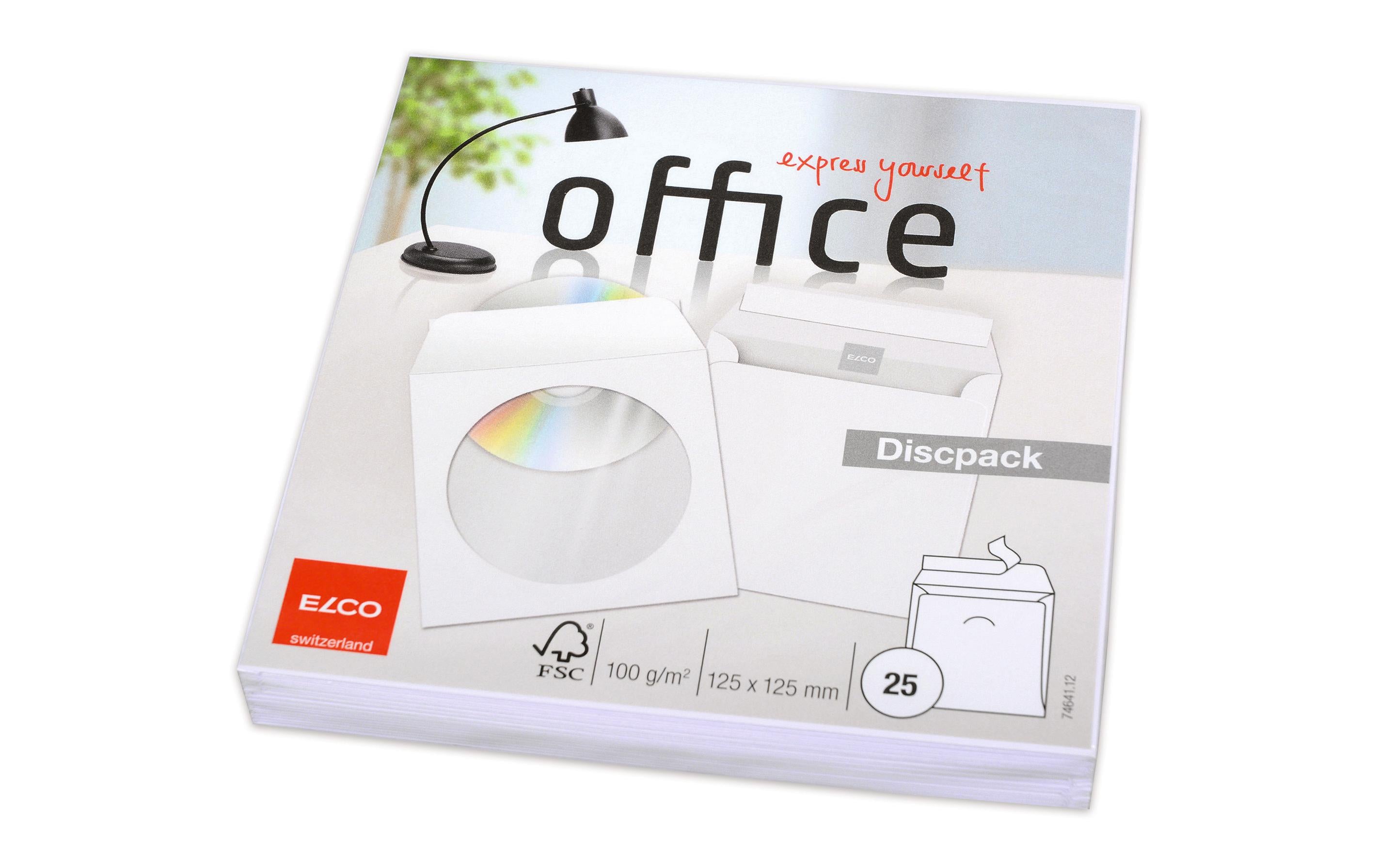 Elco CD/DVD Couverts DiscPaket weiss,  90 g/m², 25 Stk