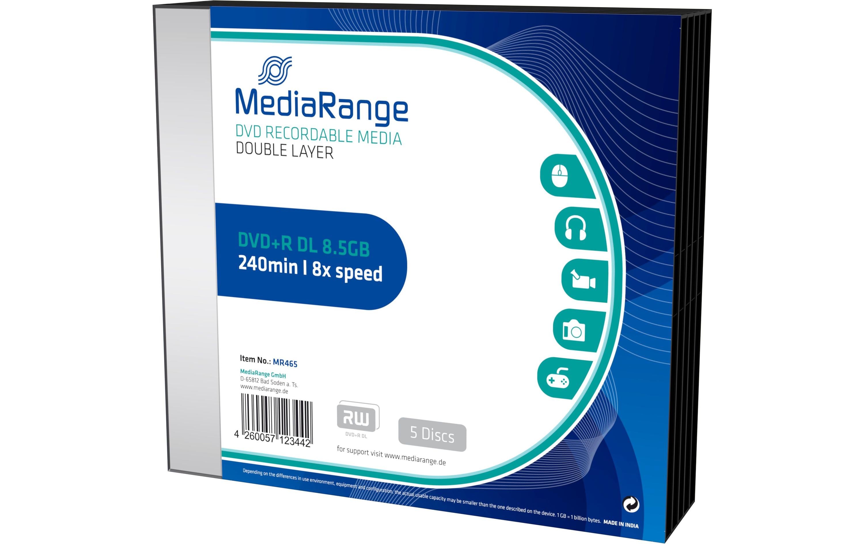 MediaRange DVD+R 8.5GB Double Layer 5er Pack SLimCase, 8-fach
