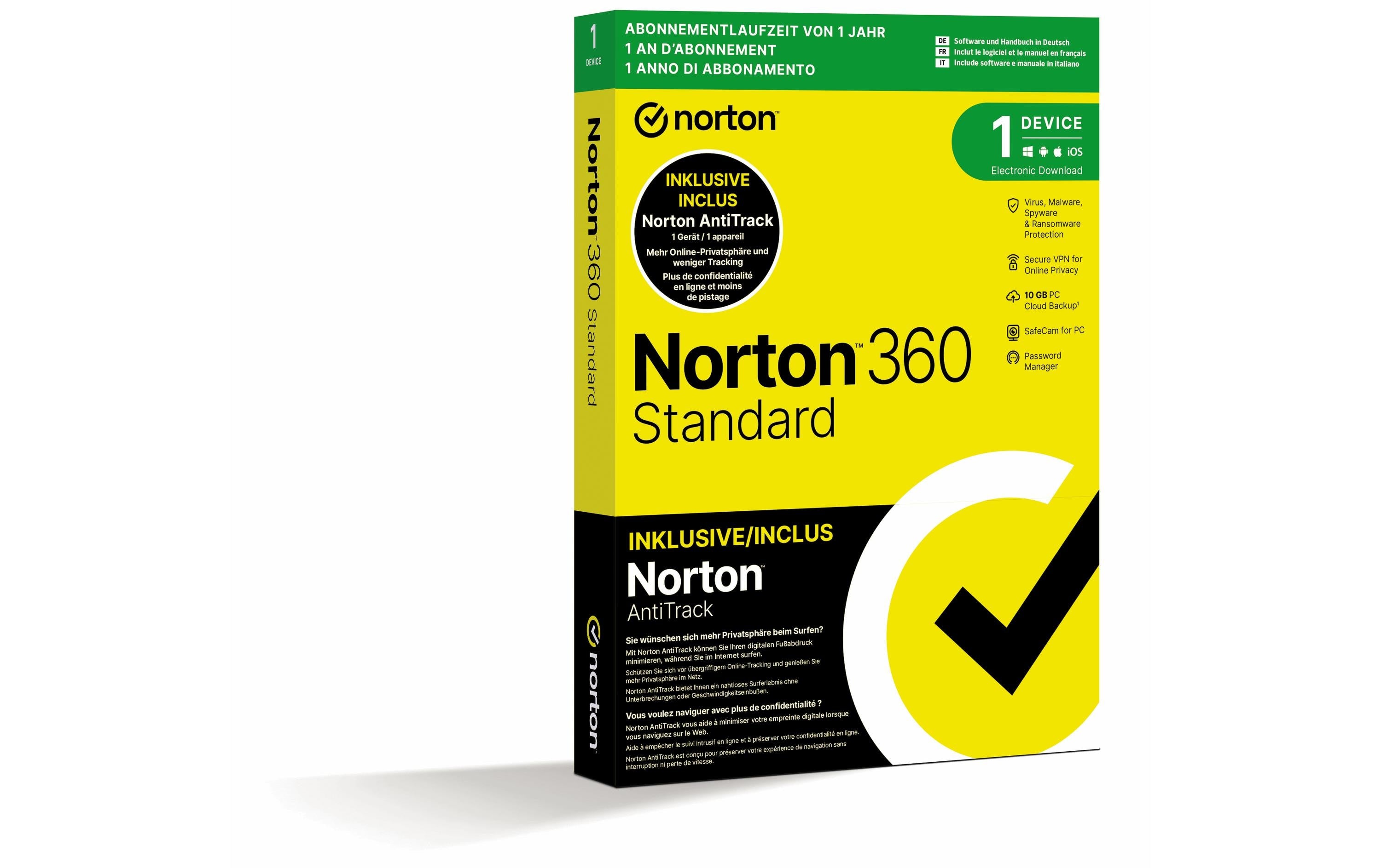 Norton 360 Standard w/AntiTrack Box, 1 PC, 1J, 10GB