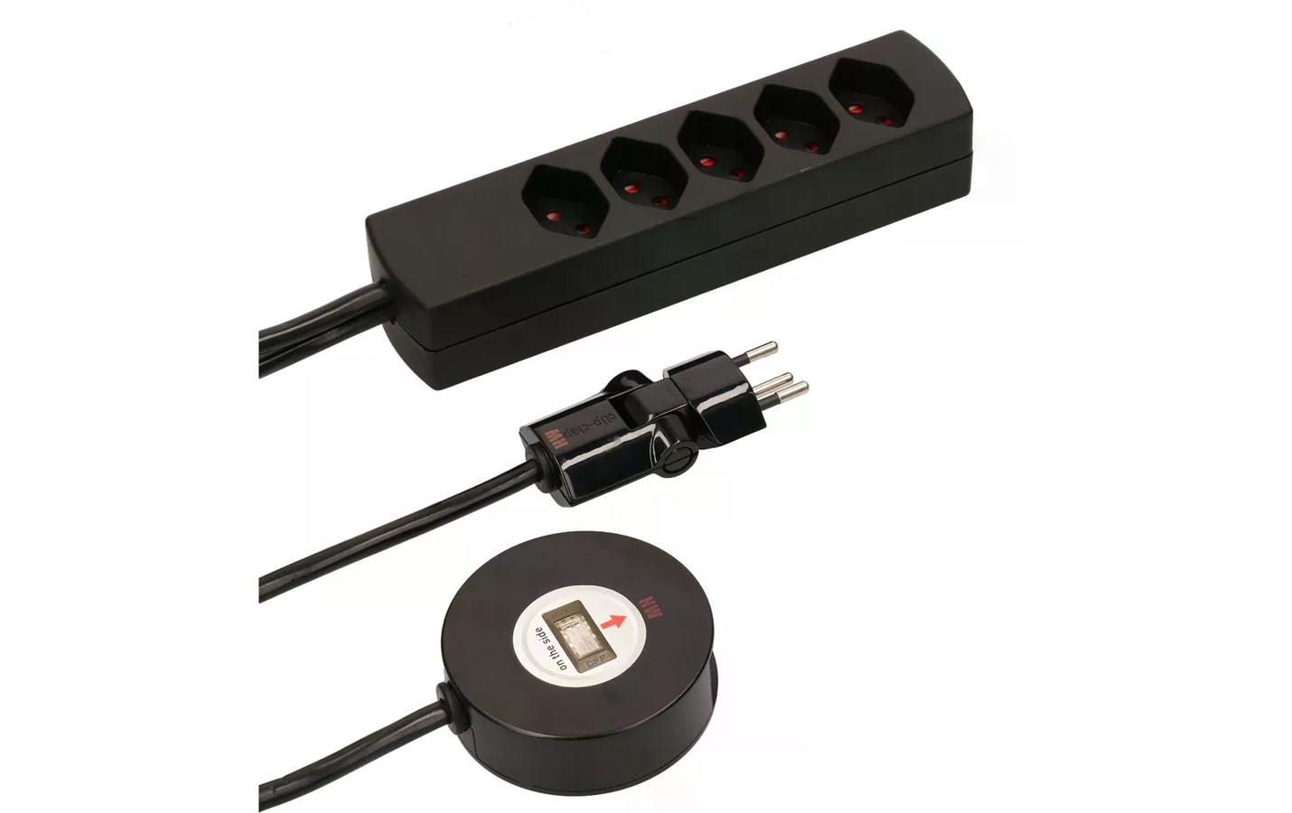 Max Hauri Steckdosenleiste Safety Line 5x Typ13, schwarz, externer Schalter