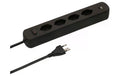 Max Hauri Steckdosenleiste Basic-Line 4x T13, 1x USB-A/C, schwarz, 1.5m Kabel
