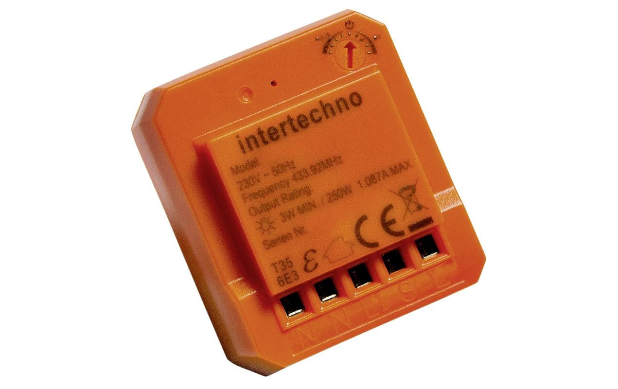 Intertechno Funk-Mini Einbaudimmer Orange 250W Schaltleistung, Standby <0.5 Watt
