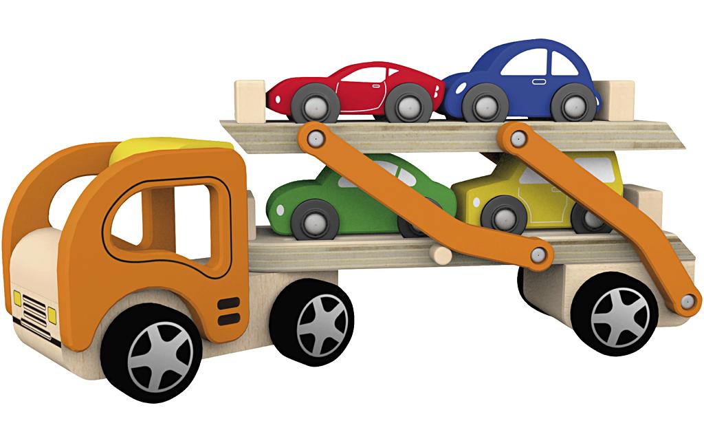 Spielzeug-Autotransporter aus Holz