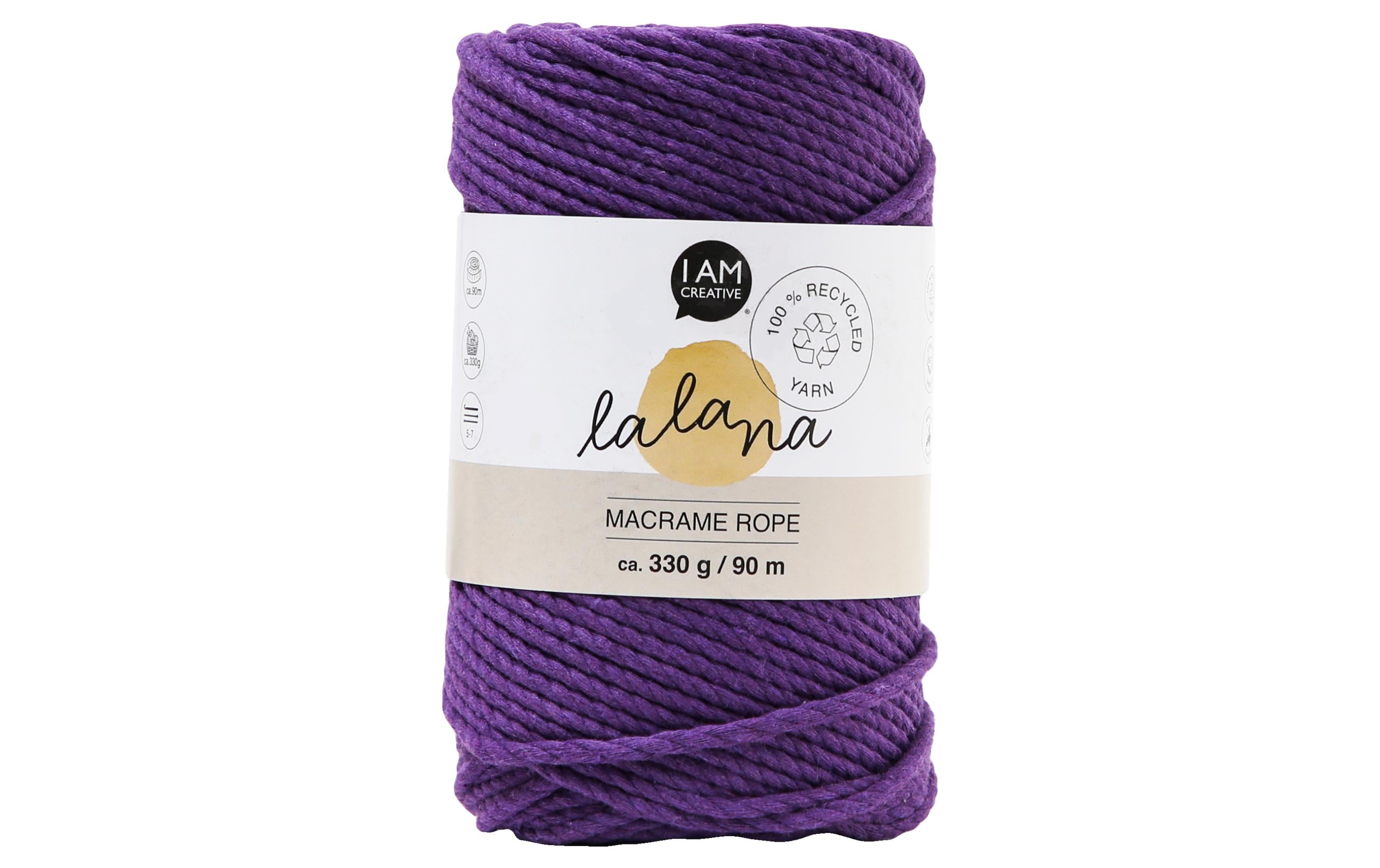 lalana Wolle Macrame rope mauve 3mm, 330 g, ca. 90 m