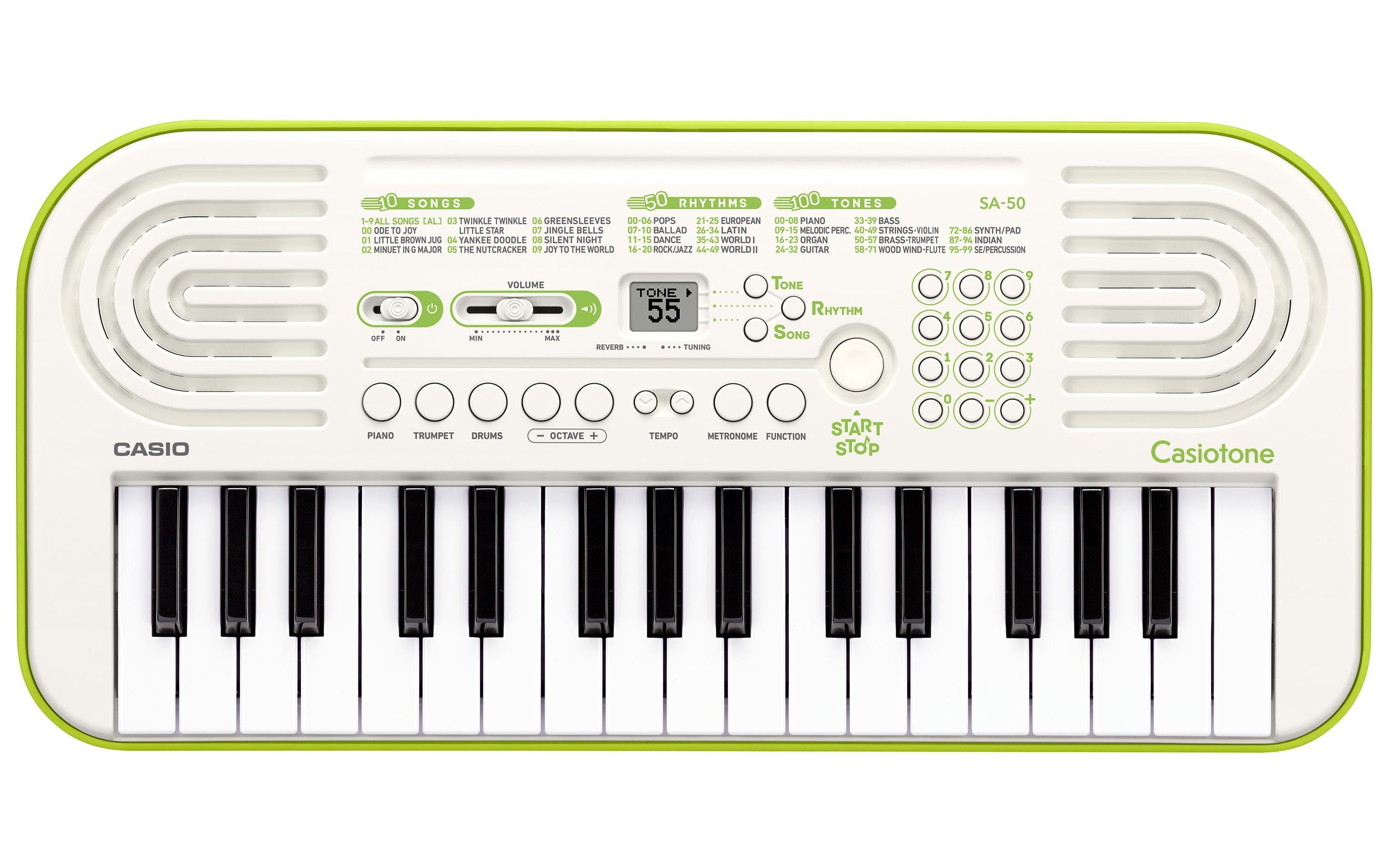 CASIO SA-50 Mini Keyboard, 32 Keys, weiss / green