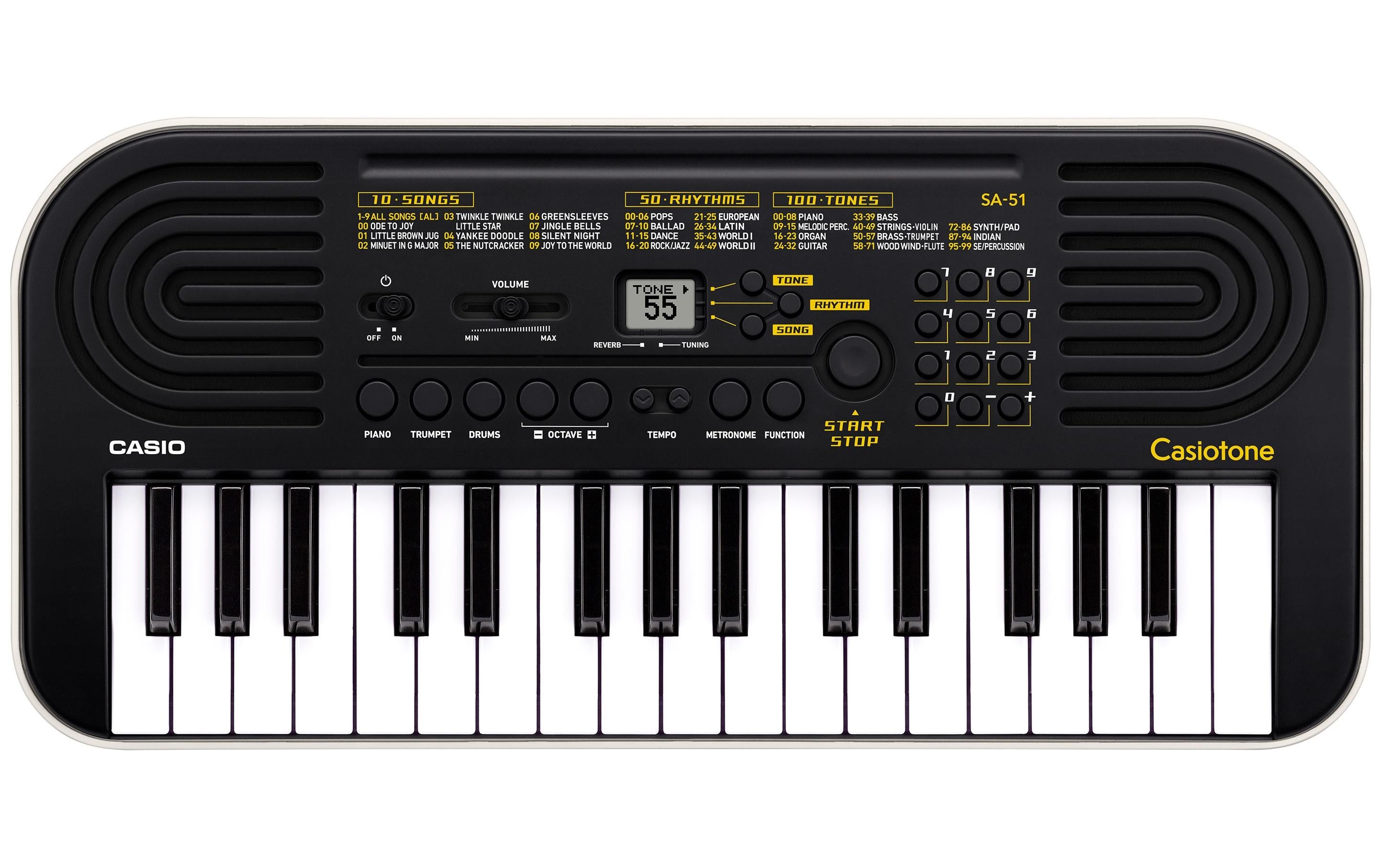 CASIO SA-51 Mini Keyboard, 32 Keys, schwarz / weiss