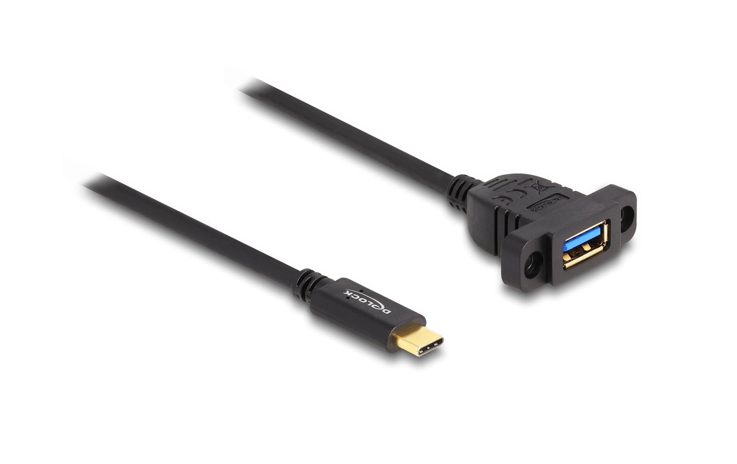 Delock USB3.2 Gen 2 Kabel Typ-C 1m Stecker zu USB A-Buchse, zum Einbau,schwarz