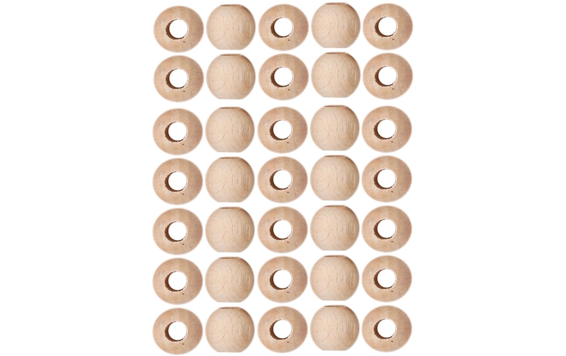 lalana Rohholzkugel, Grossloch 10mm, 35 Stück