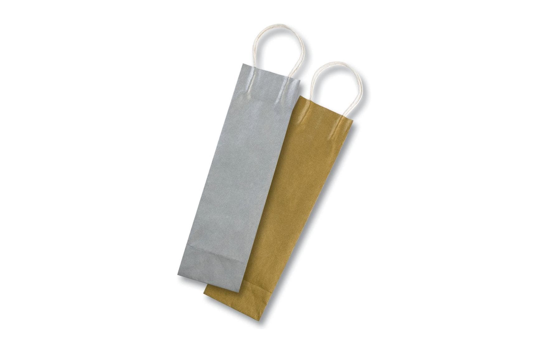 Folia Papiertüten Flaschentasche gold/silbe 6 Stück, 12 x 10 x 36 cm