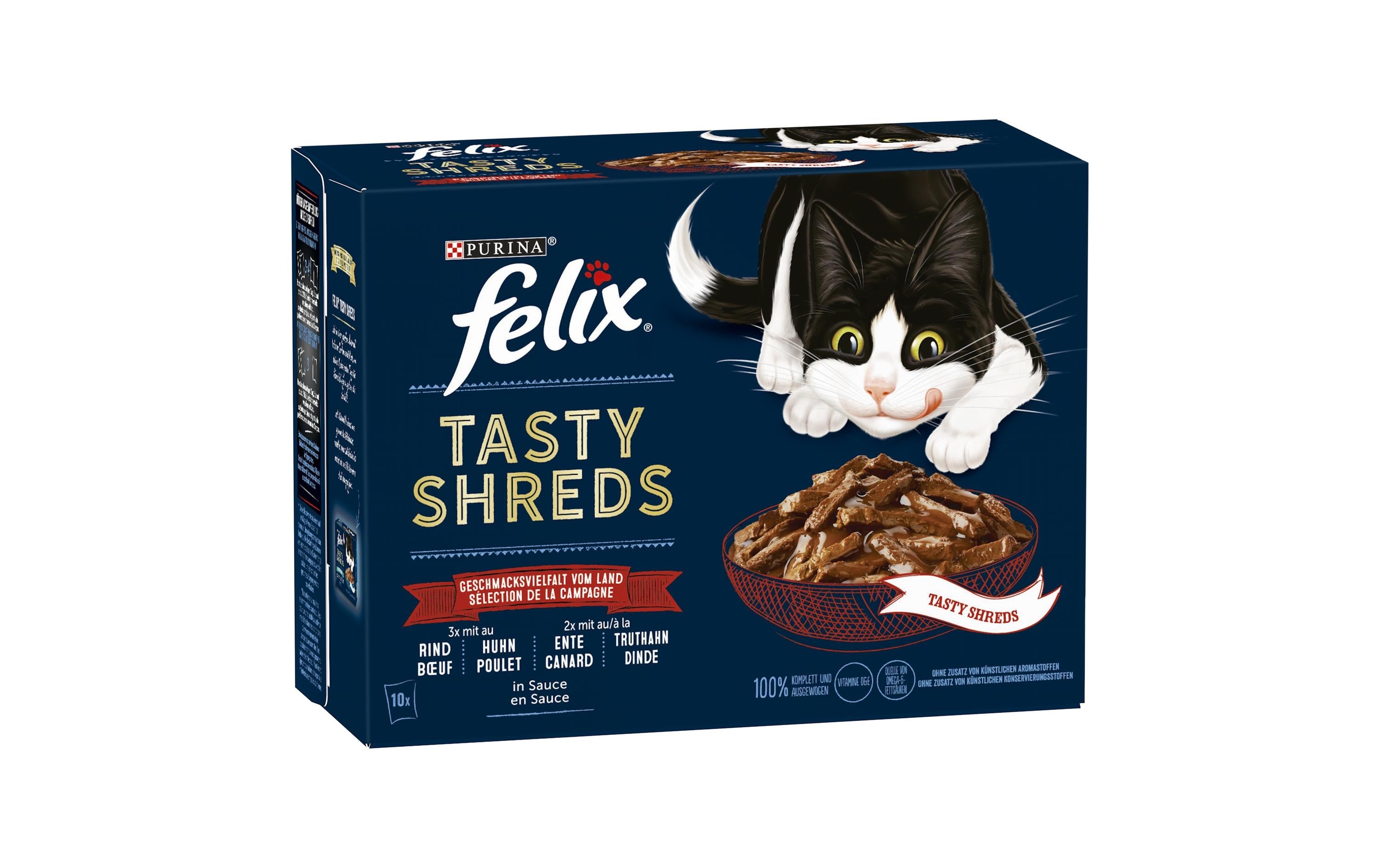 Felix Nassfutter Tasty Shreds Fleisch & Gef 10x80g