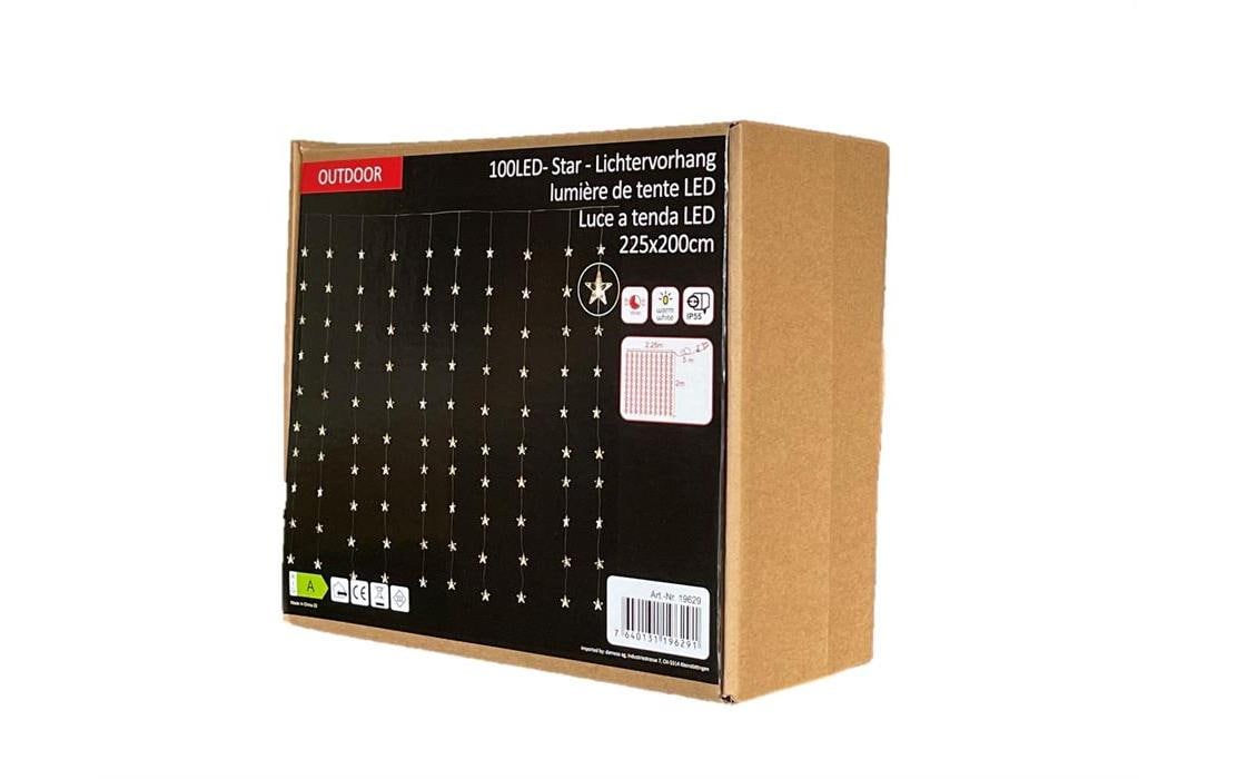 Dameco LED Lichtervorhang Sterne Outdoor, 100 LED, BxH: 2.25x2m, Timer