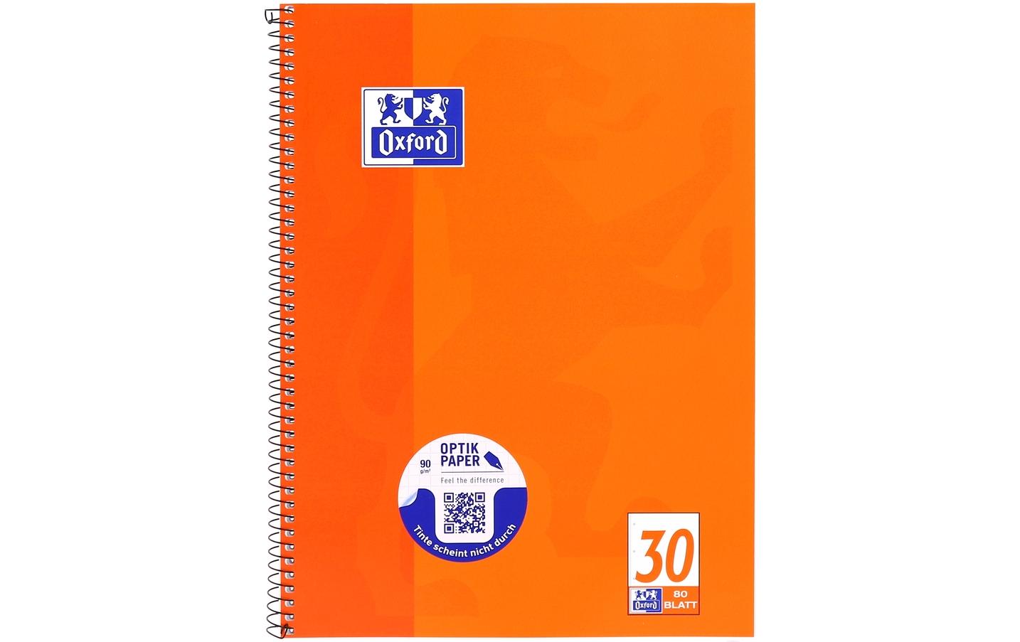 Oxford Collegeblock orange 90g/qm, A4+, 80 Seiten, blanko