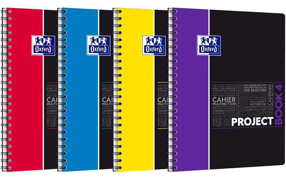Oxford Projectbook, assortiert A4+, 100 Seiten, kariert 5mm