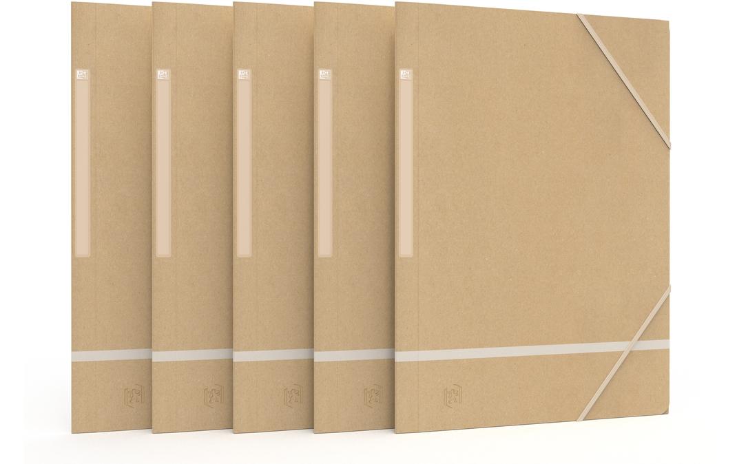 Oxford Gummibandmappe beige A4, mit drei Einschlagklappen