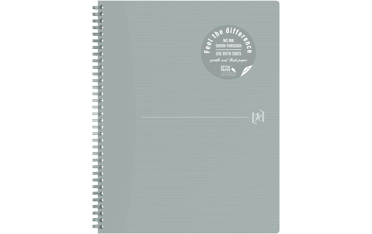 Oxford Spiralheft Origins hellgrau A4+, 70 Seiten, liniert Rand links