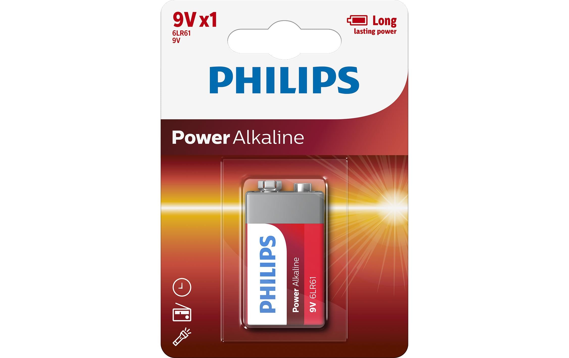 Philips Batterie Power Alkaline 9V 6LR61, 1 Stück
