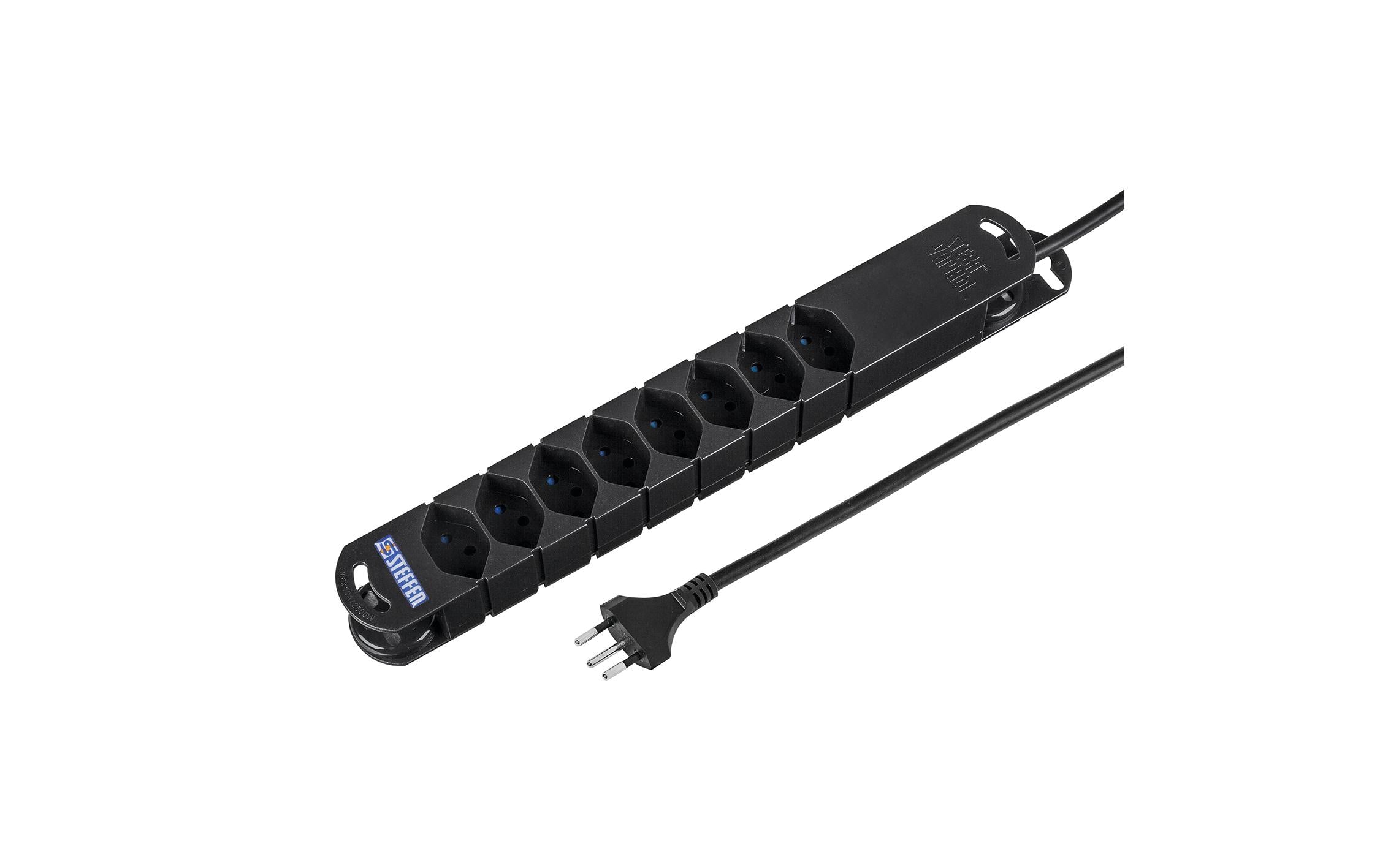 Steffen Steckdosenleiste VARIABL 8xT13 3m Kabel, schwarz