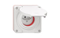 Feller NEVO UP-Steckdose 1xT13 IP55 weiss, mit roter Dichtung