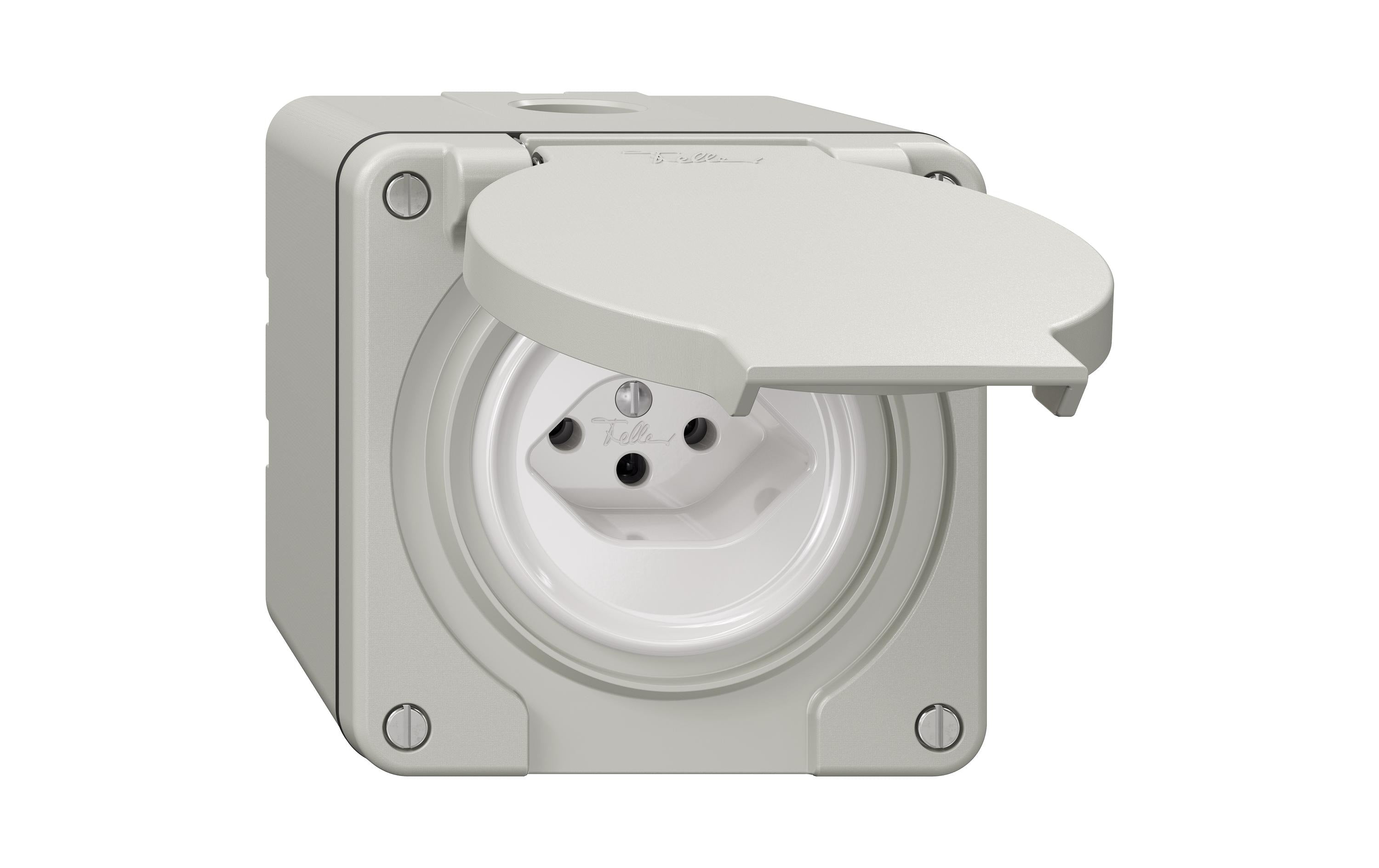 Feller NEVO NAP-Steckdose 1xT13, IP21 lichtgrau