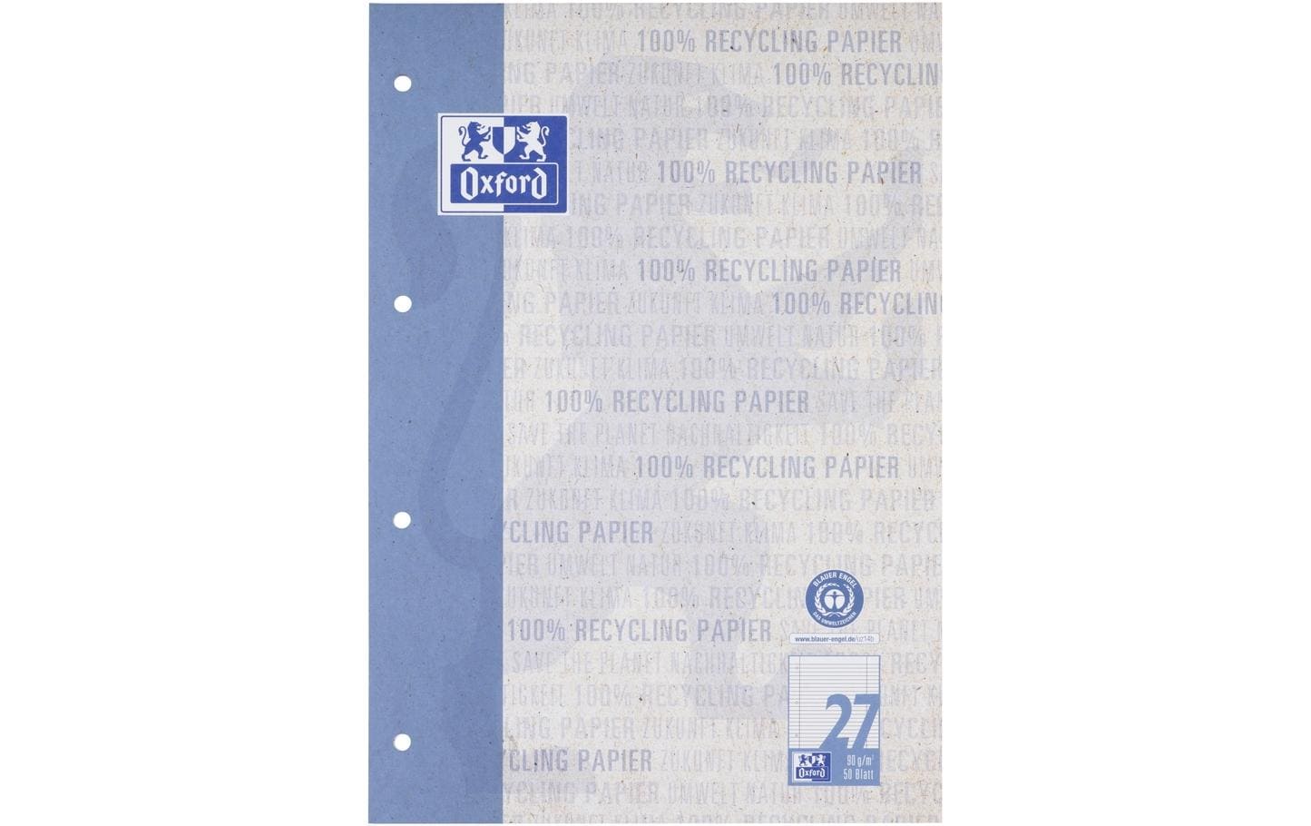 Oxford Schulblock Recycling blau 90g/qm, A4, 50 Seiten, liniert