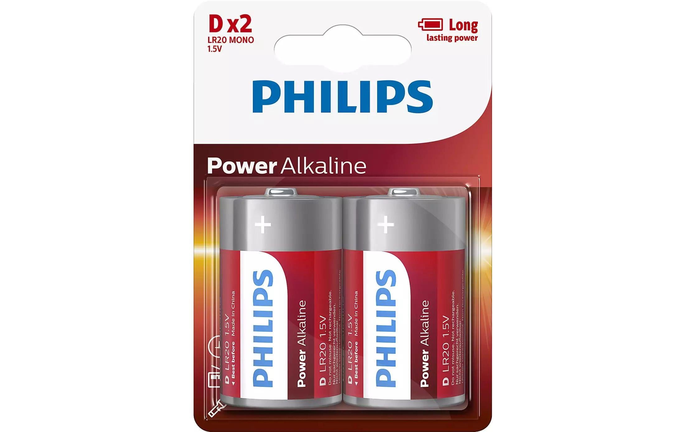 Philips Batterie Power Alkaline D 1.5 V D, LR03 Alkaline, 2 Stück
