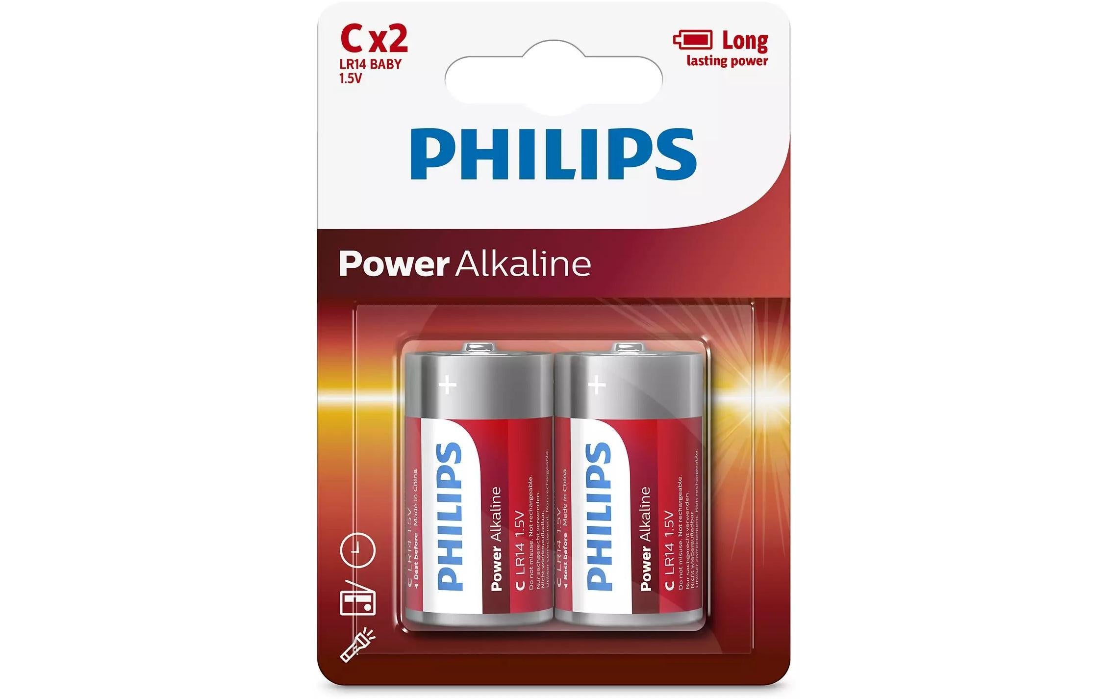 Philips Batterie Power Alkaline C 1.5 V C, LR14 Alkaline, 2 Stück