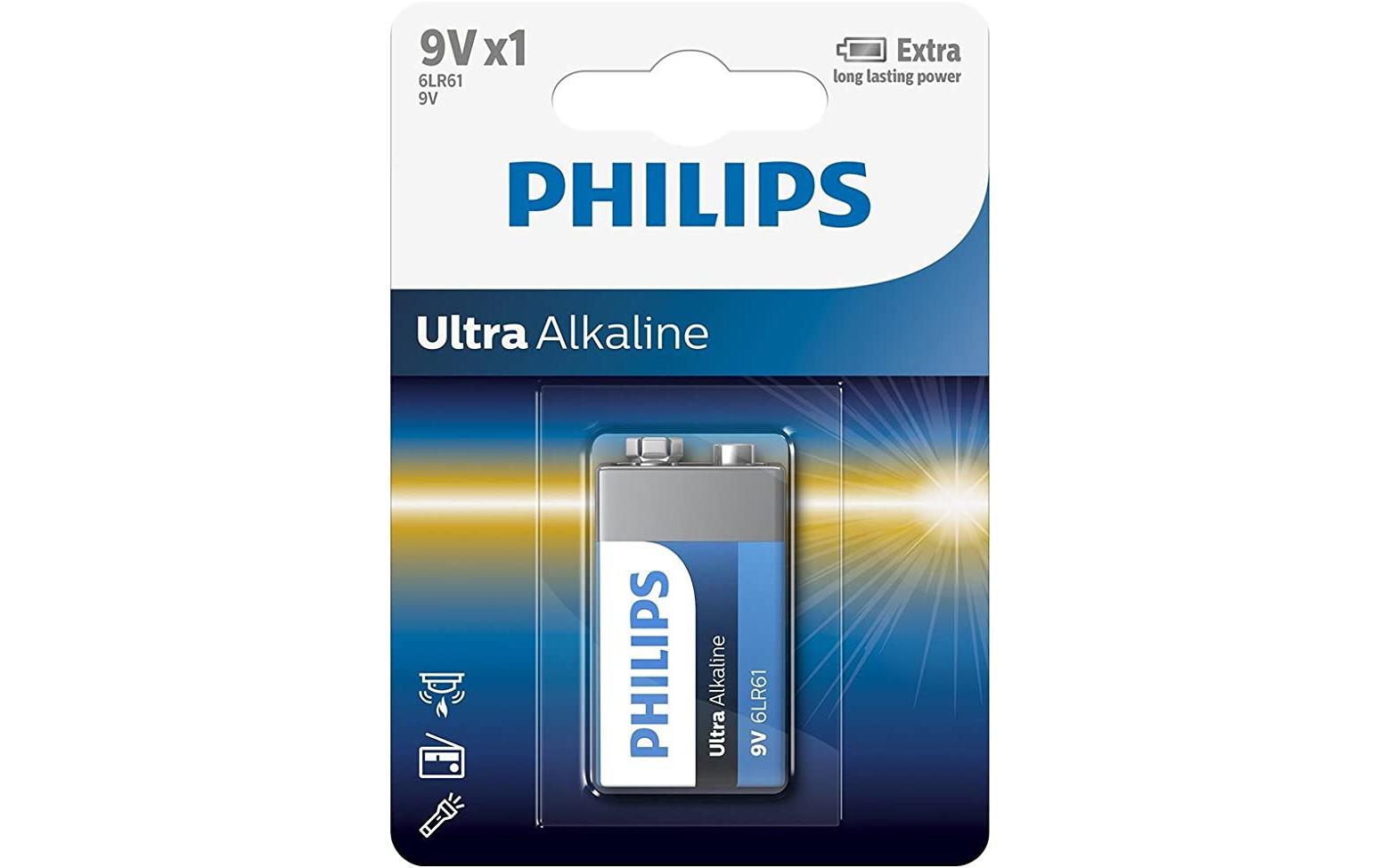 Philips Batterie Alkaline 9V 6LR61, 1 Stück