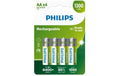 Philips Akku Rechargeable AA 1300 mAh, AA Nickel-Metall-Hydrid, 4 Stück
