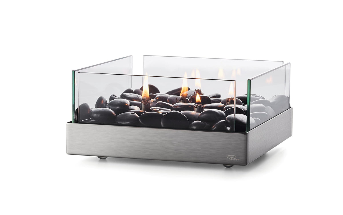 Philippi Fireplace Tischkamin, quadratisch Edelstahl, L:23,B:23,H:10cm