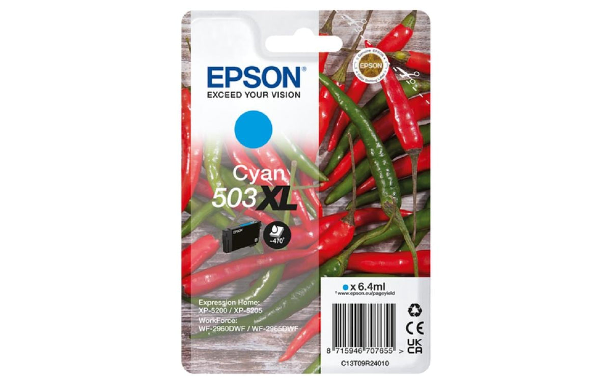 Epson Tinte Nr. 503XL, C13T09R24010, Cyan 6.4 ml, für XP520x/WF296x