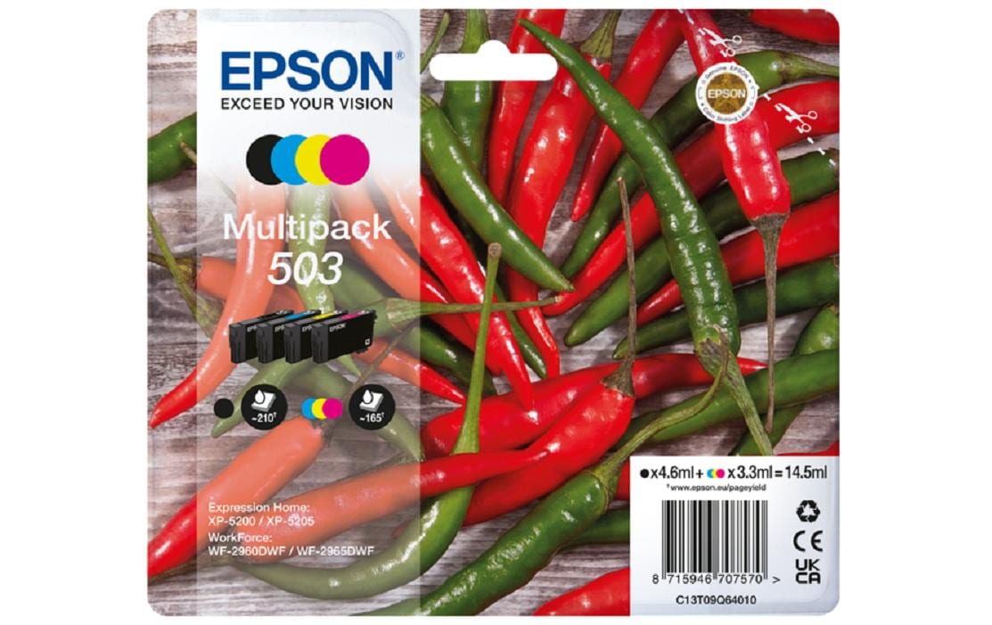 Epson Tinte  Multipack 4-colours 503 Ink 1x4.6/3x3.3ml, für XP520x/WF296x