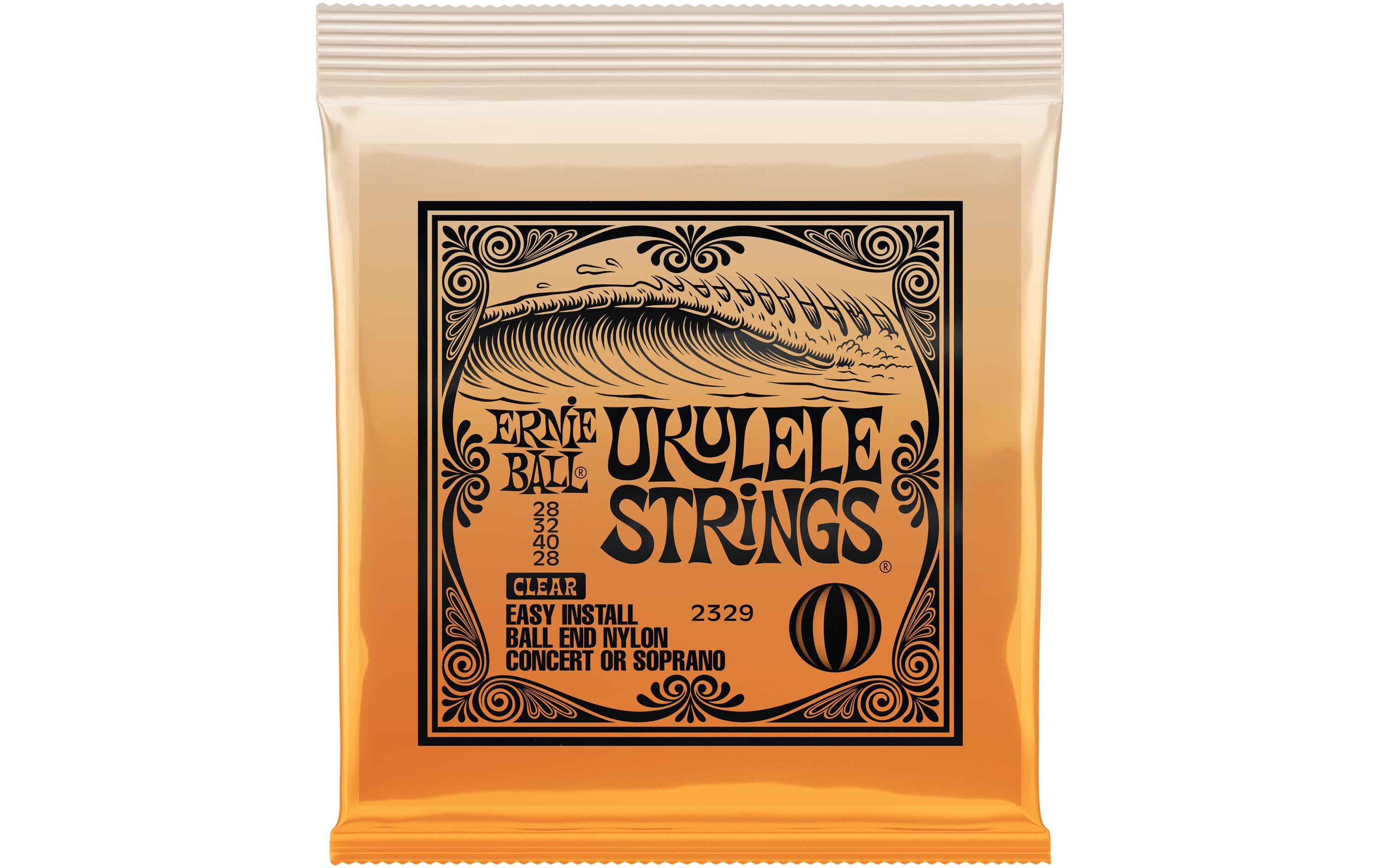 Ernie Ball 2329 Ukulele Strings Ukulelen Saitensatz, Clear, Ball End, 28-28