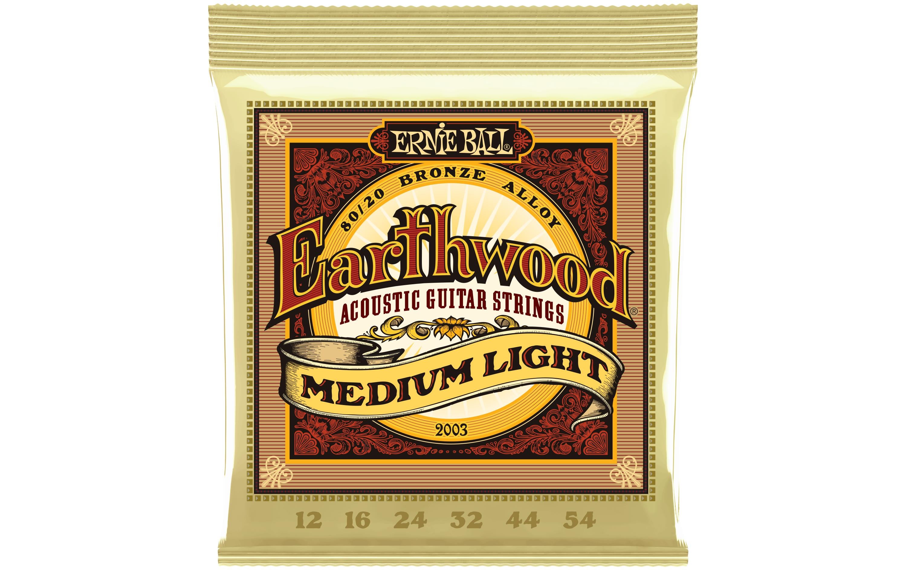 Ernie Ball 2003 Earthwood Bronze Akustik Saitensatz, Medium Light 12-54