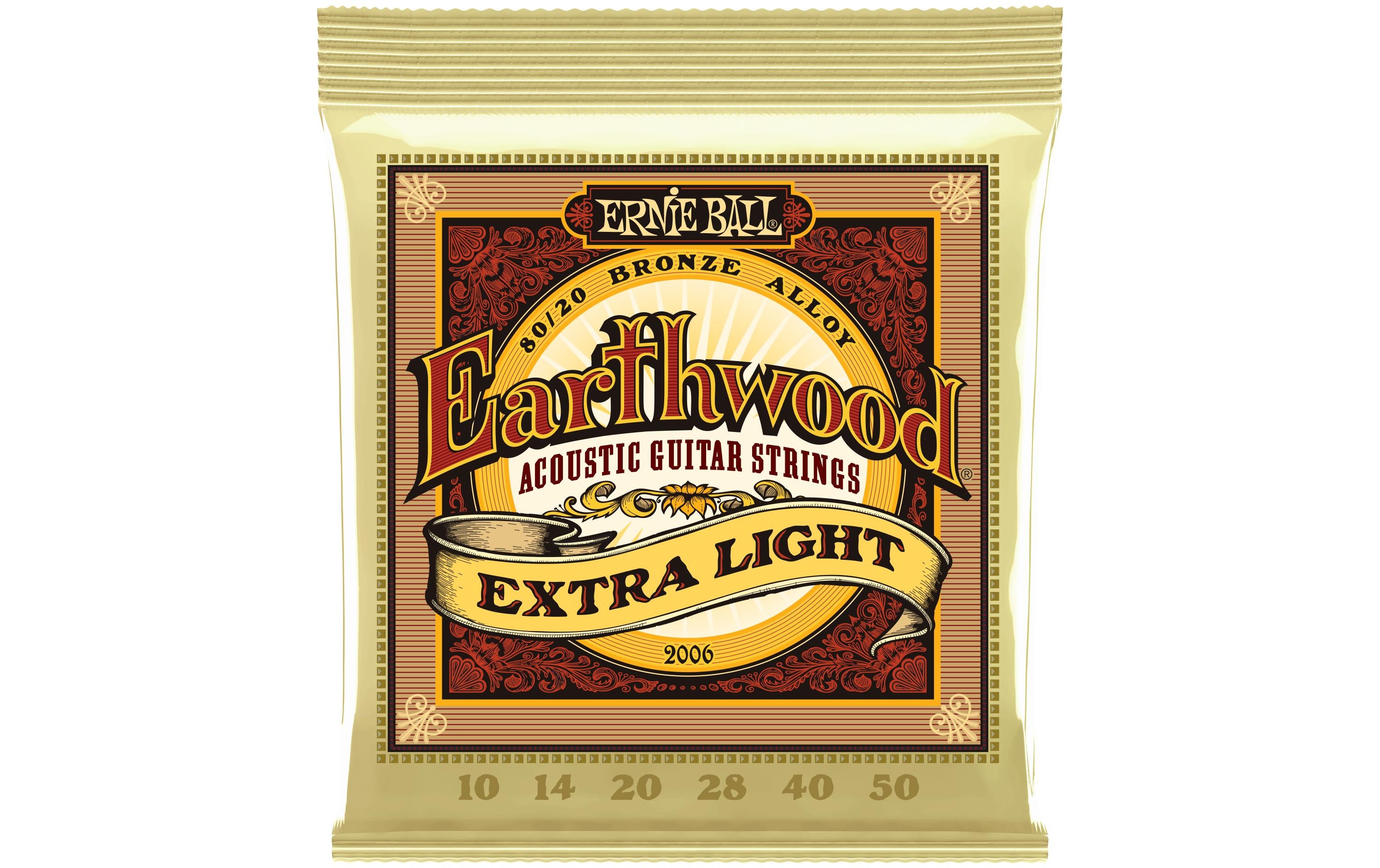 Ernie Ball 2006 Earthwood Bronze Akustik Saitensatz, Extra Light 10-50