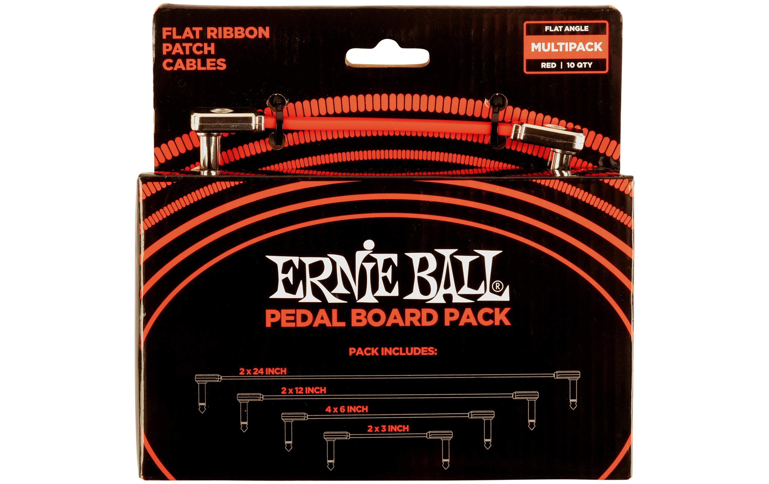 Ernie Ball 6404 Patchkabel Multipack flach, gew./gew., rot, Multi-Pack