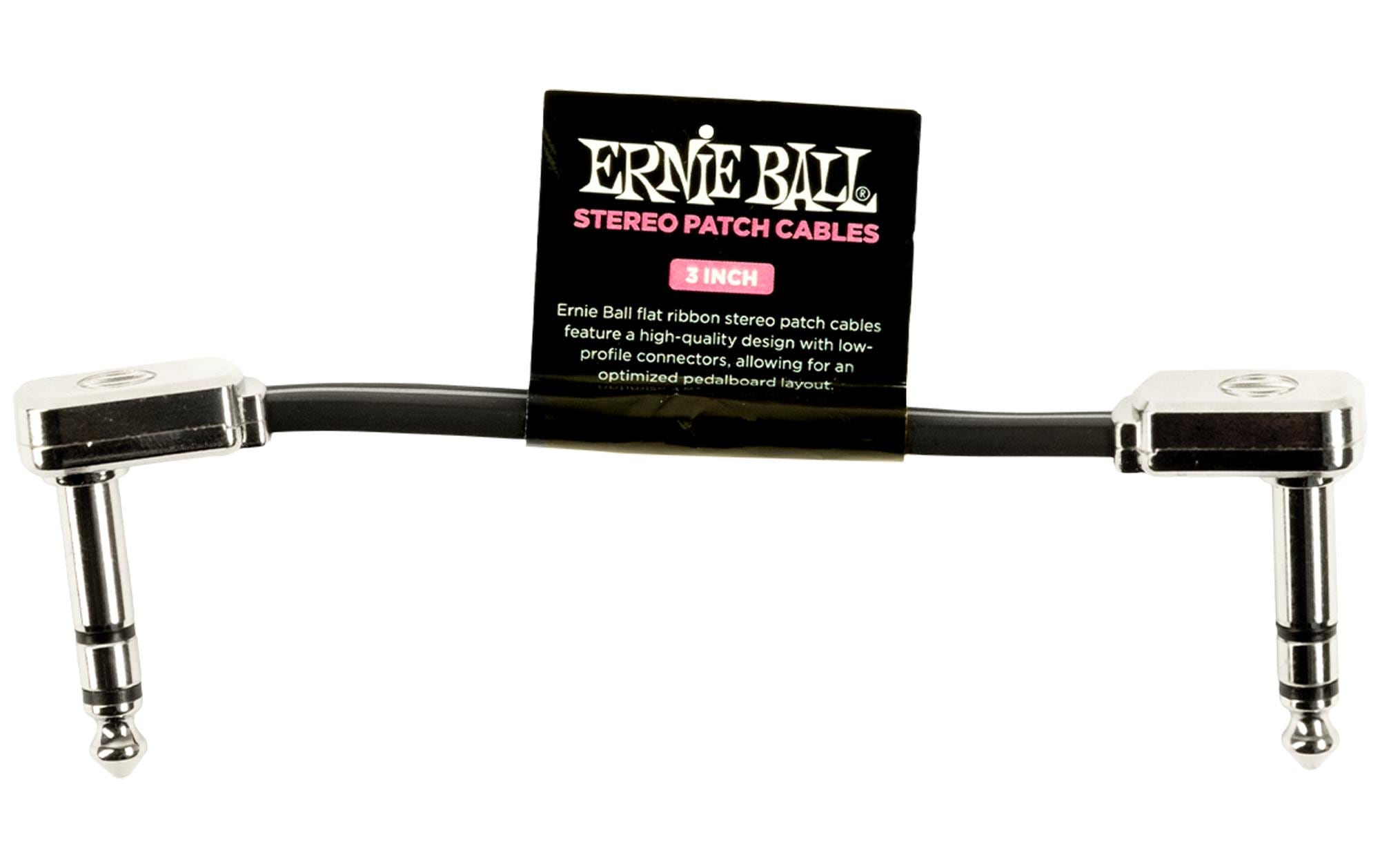 Ernie Ball 6407 Patchkabel Stereo Stereo, flach, gew./gew., schwarz, 7.5 cm