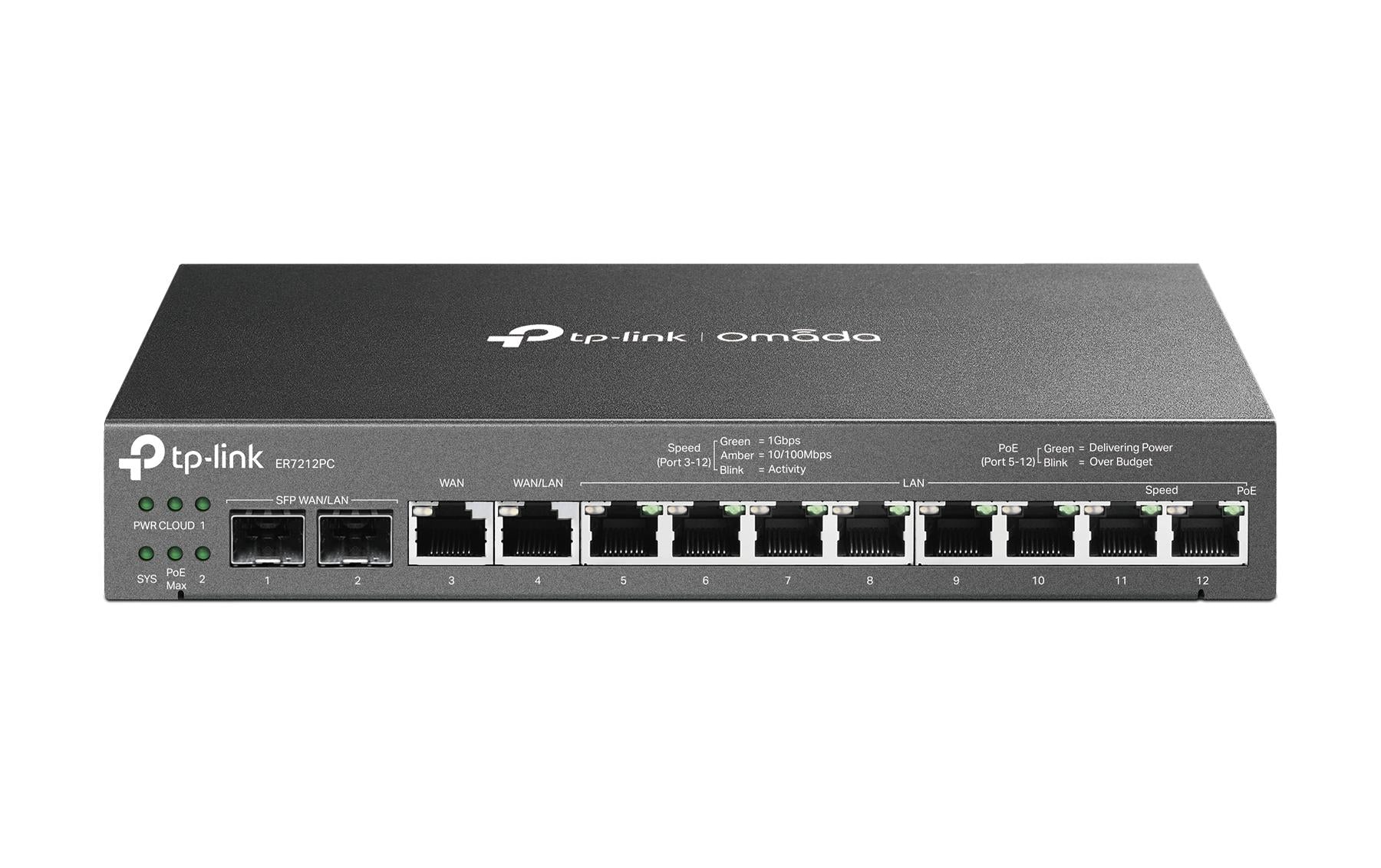 TP-Link ER7212PC: VPN Omada Controller V2 8xGE PoE+, 110Watt Budget, 2xSFP