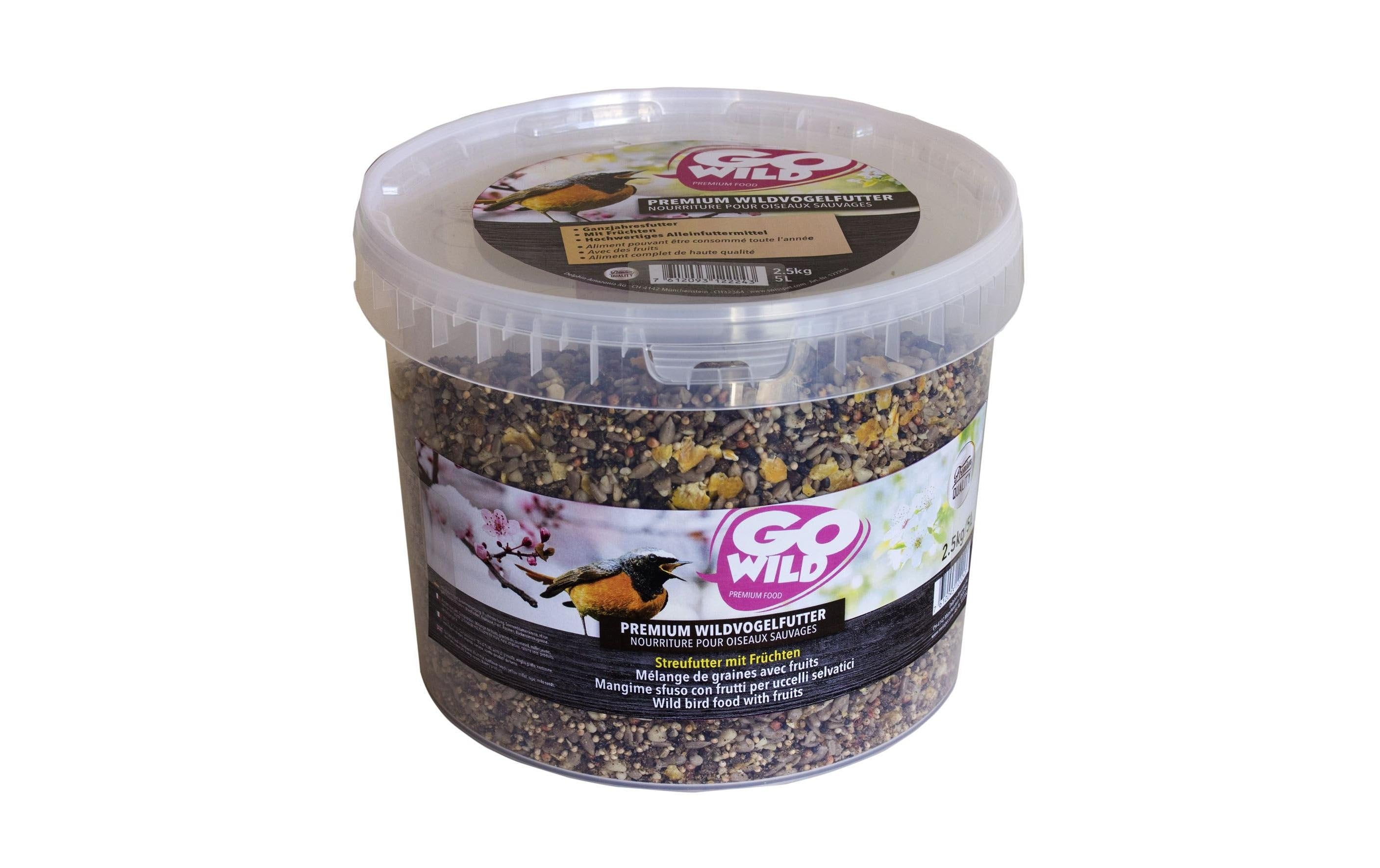 GoWild Wildvogelfutter Früchte 2.5kg 5 Liter Kübel
