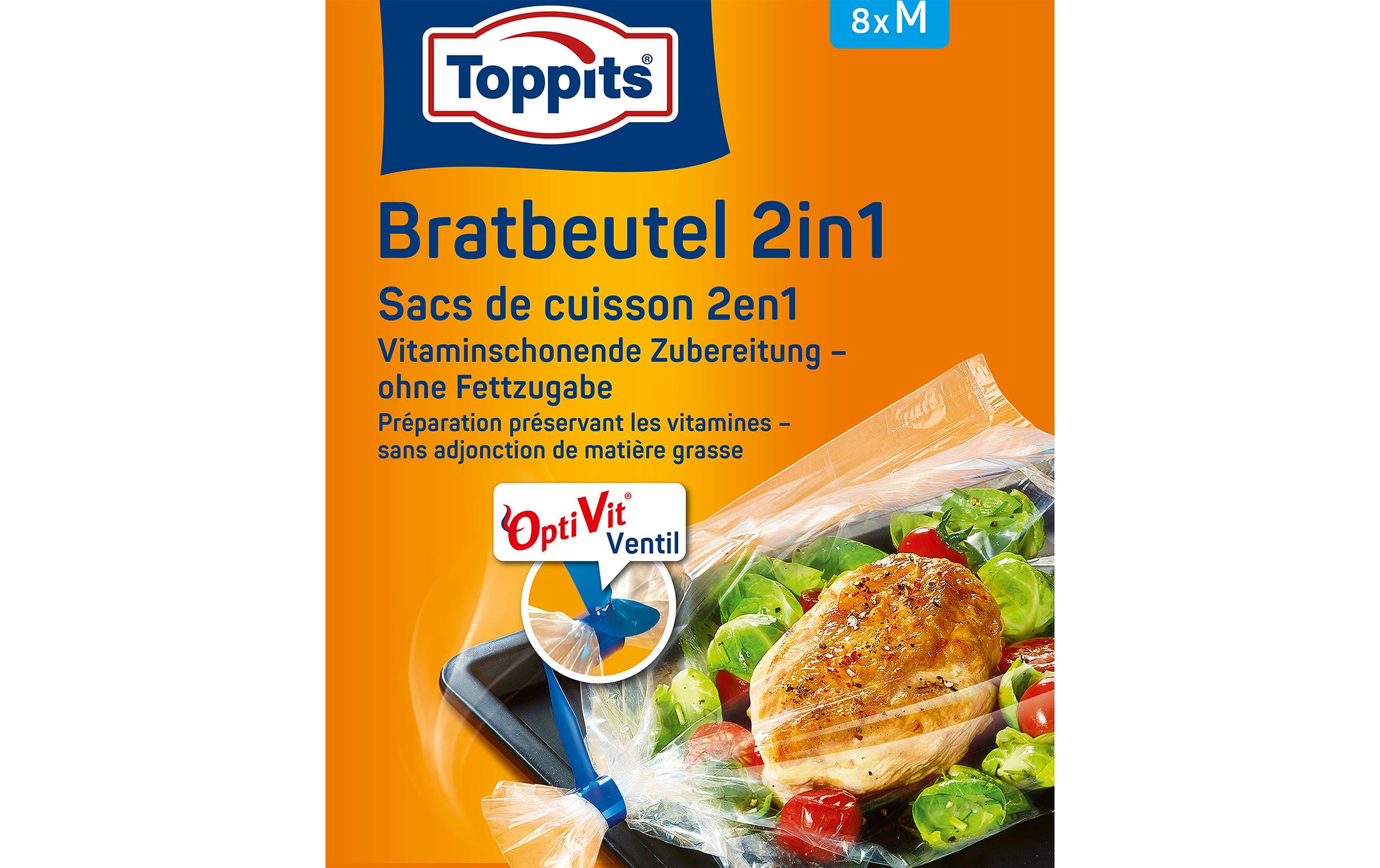 Toppits Bratbeutel 2 in 1 Grösse M, 27 x 38 cm, Inhalt: 8 Stk