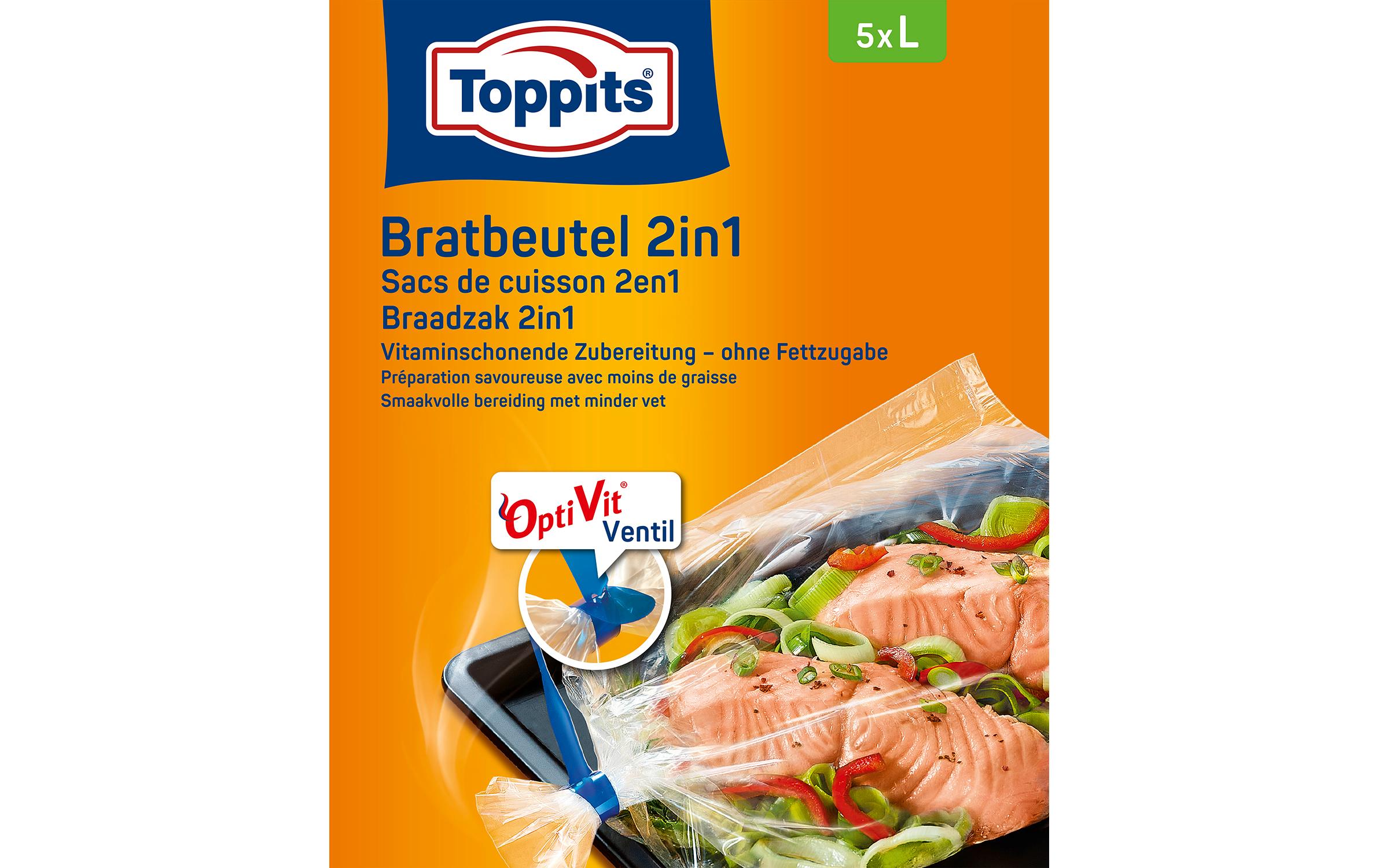 Toppits Bratbeutel 2 in 1 Grösse L, 37 x 43 cm, Inhalt: 5 Stk.