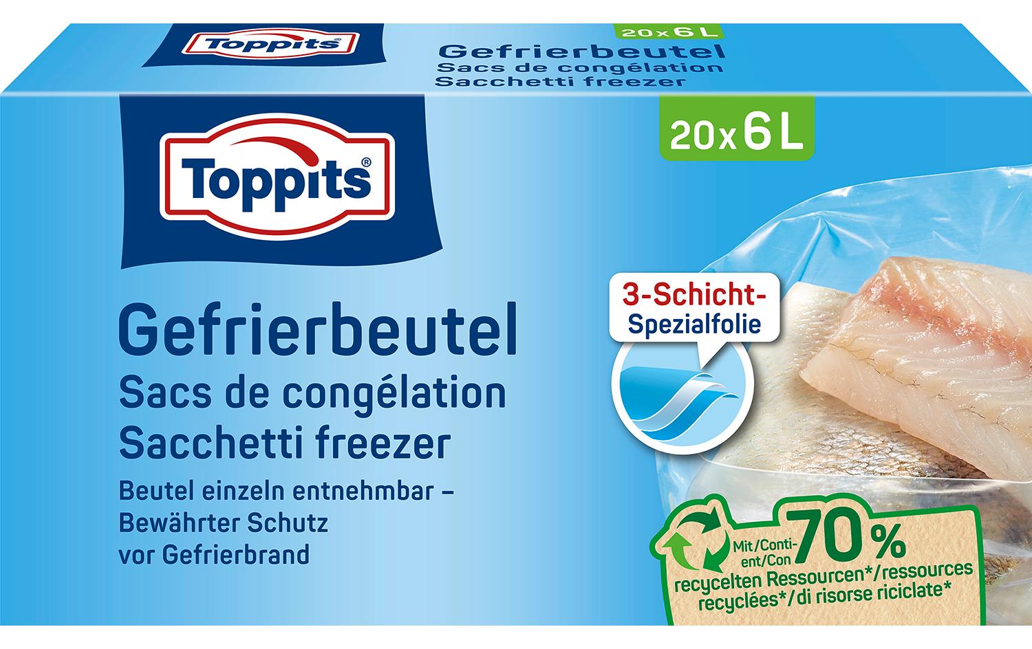 Toppits Gefrierbeutel 6 Liter 29 x 47 cm, Inhalt: 20