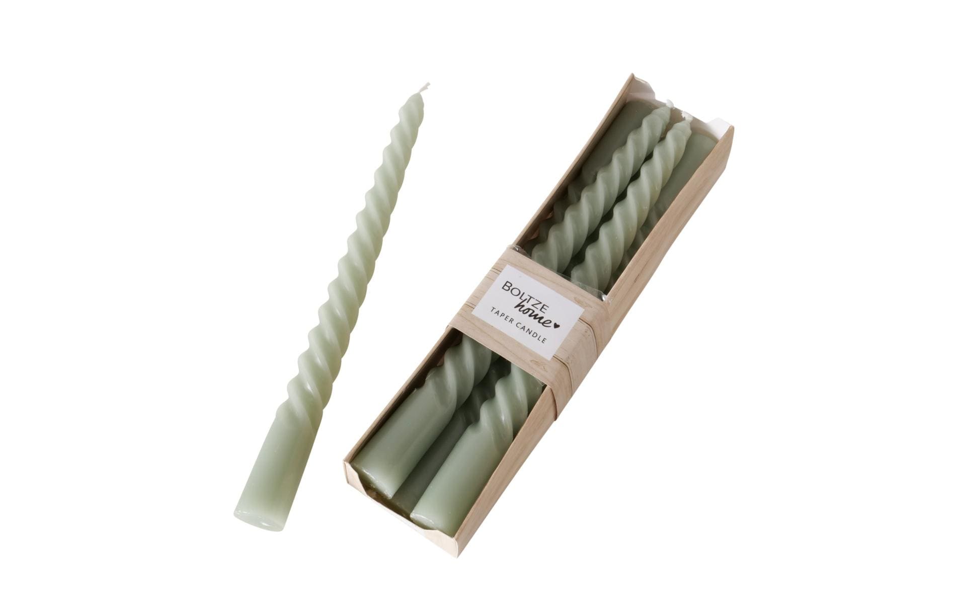 Boltze Kerze Twisto, Grün, 6er Set Paraffin, 20x2 cm (HxD)