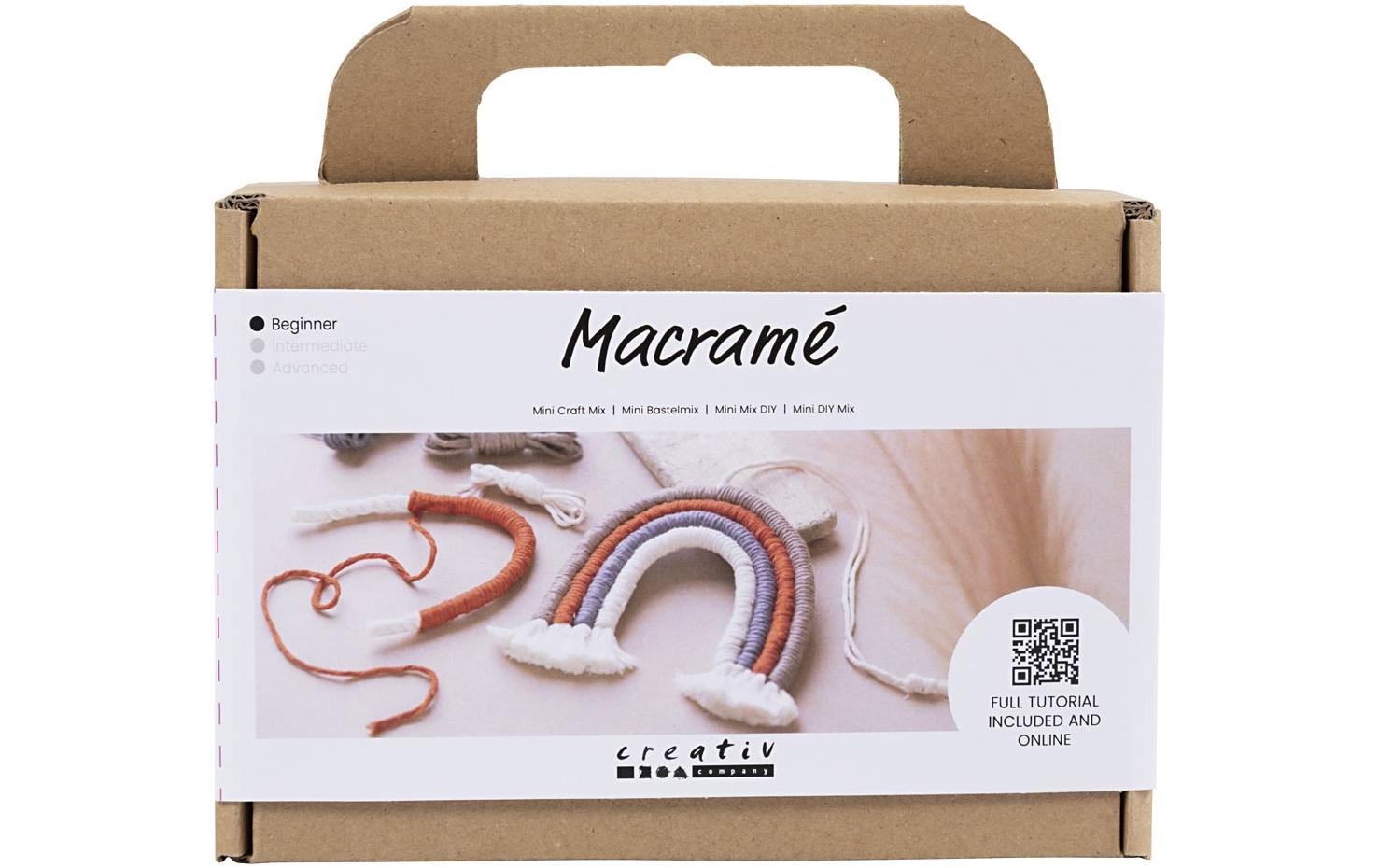 Creativ Company Bastelset Mini Macramé Regenbogen, inkl. Anleitung