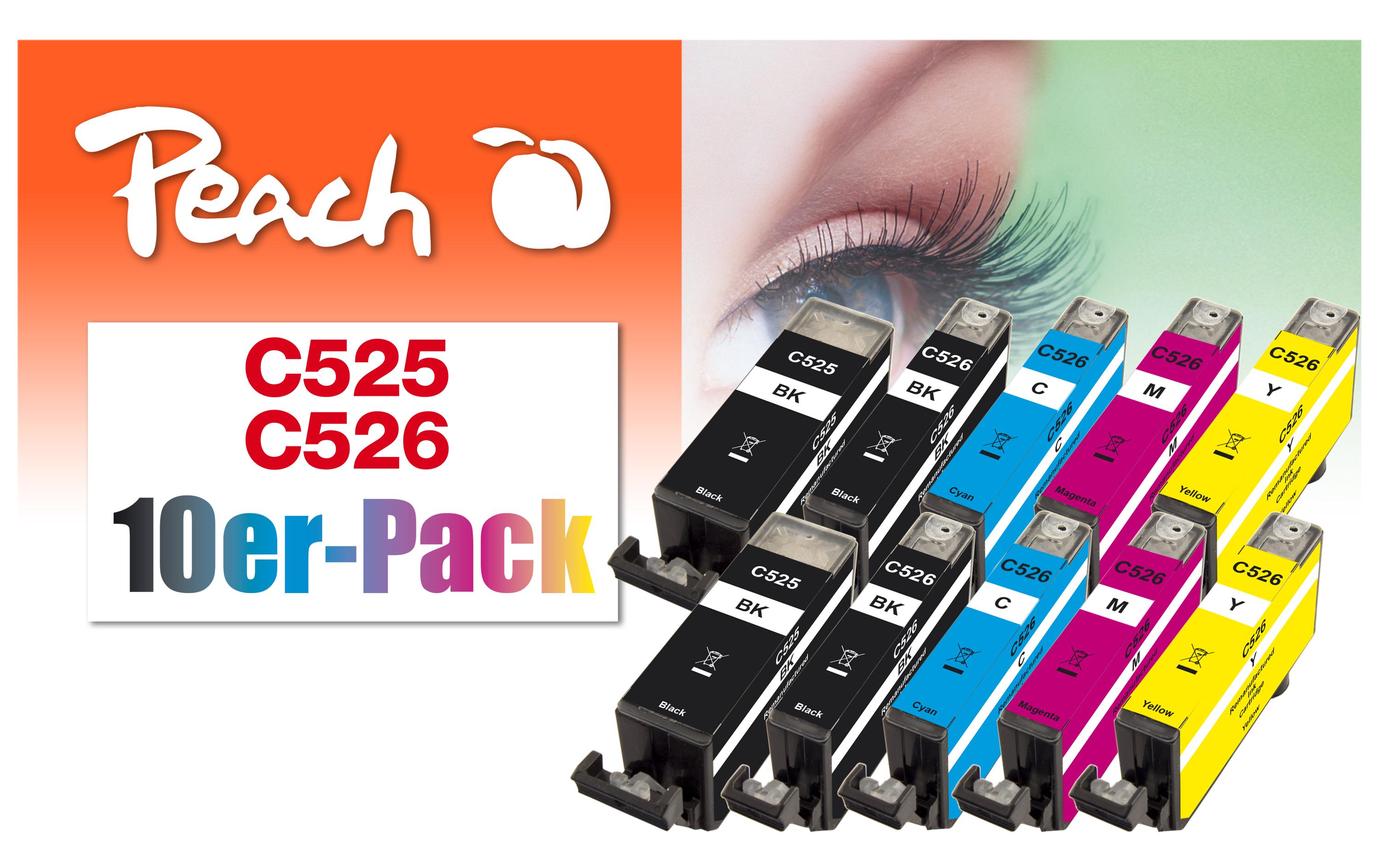 Peach Canon PGI-525/CLI-526,Multi-10-Pack 2x19, 8x9 ml