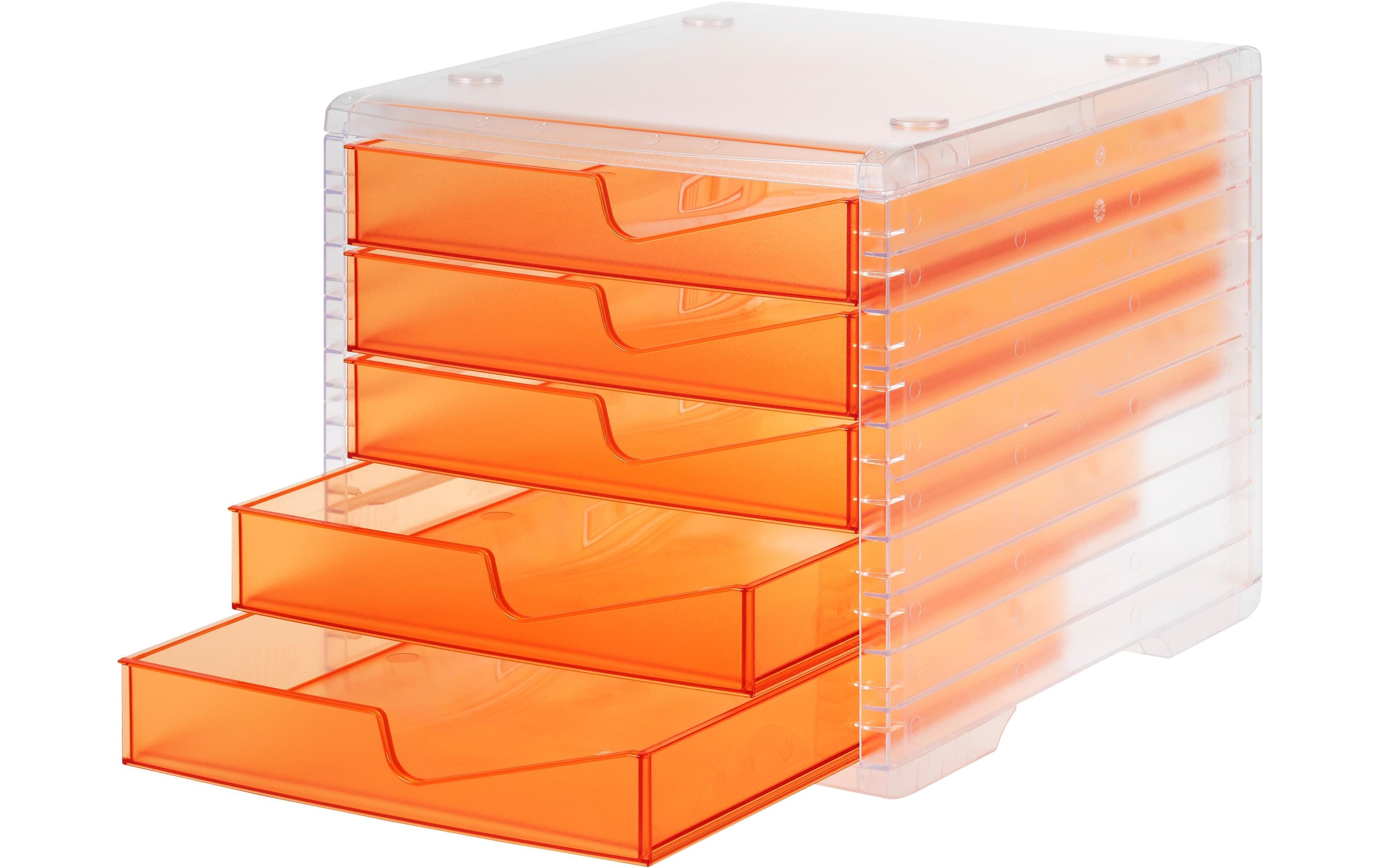 Styro Schubladenbox styroswingbox light transparent, 5 Schubladen apricot transl.