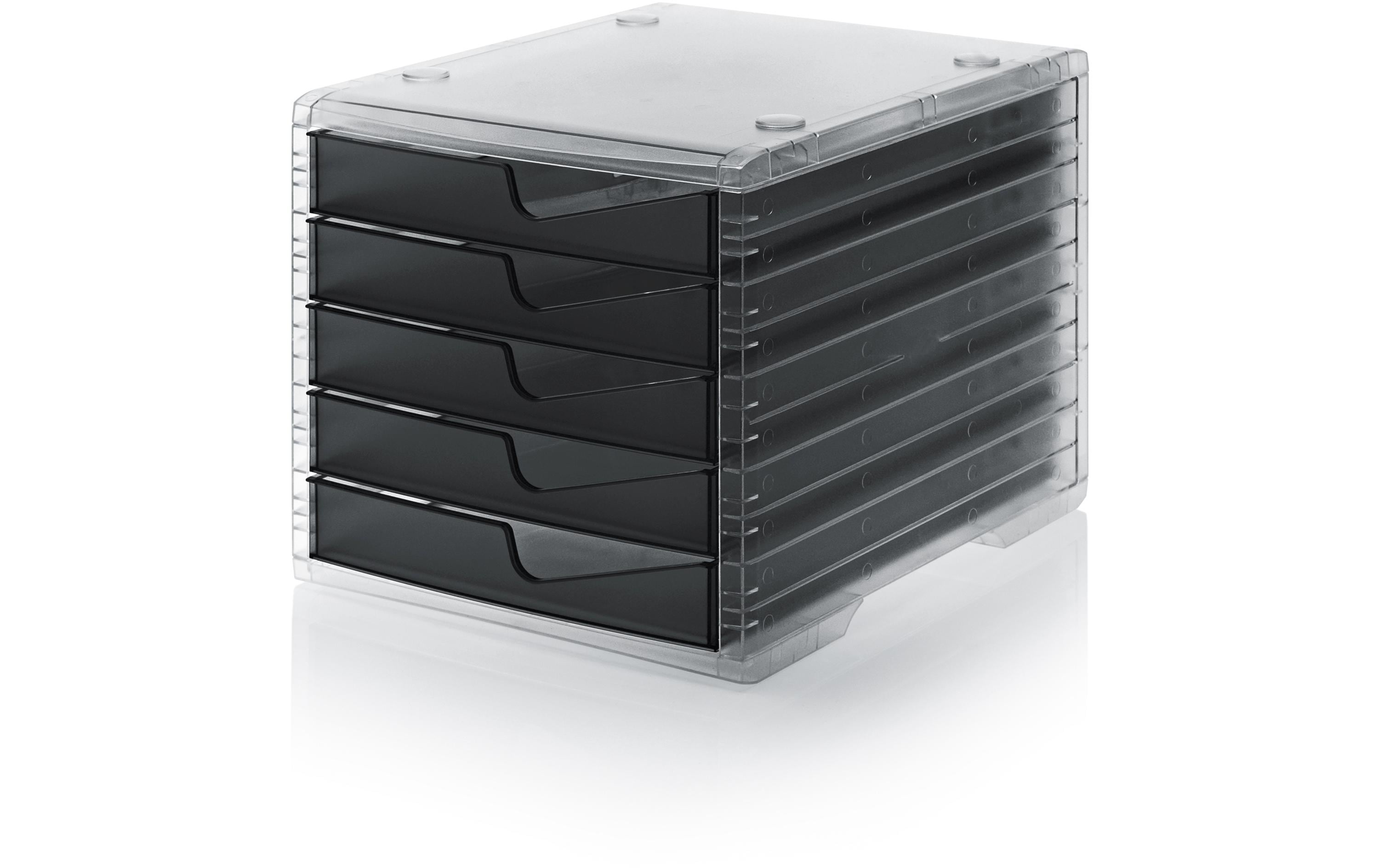 Styro Schubladenbox styroswingbox light transparent, 5 Schubladen anthrazit transl.