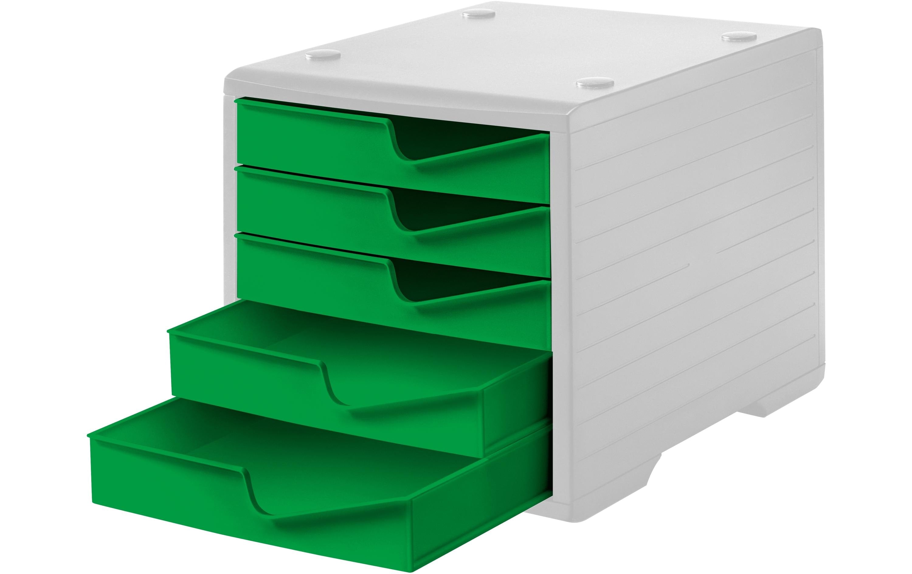 Styro Schubladenbox styroswingbox lichtgrau, 5 Schubladen gecko vollfarben